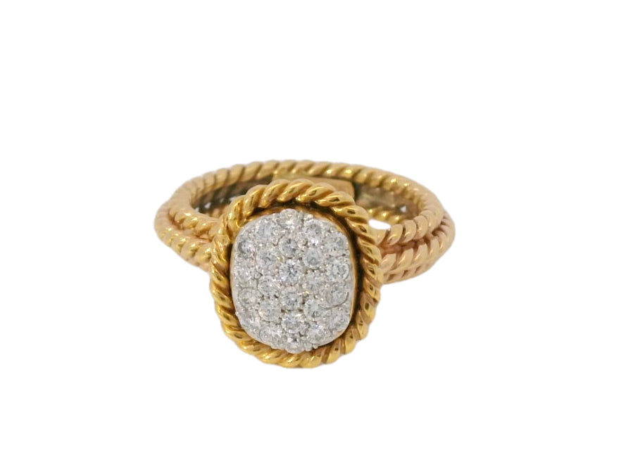 Cassis Rose Gold Diamond Pave Twisted Rope Ring