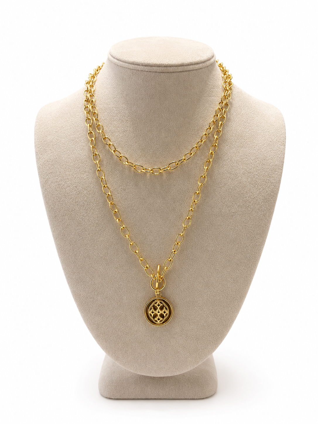 Gracewear Collection Medallion Long Paperclip Necklace