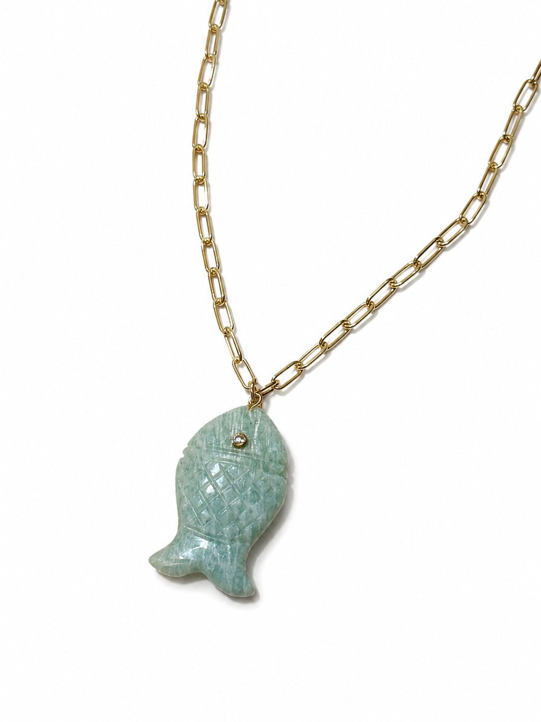 Boho Beads Link Chain Fish Necklace