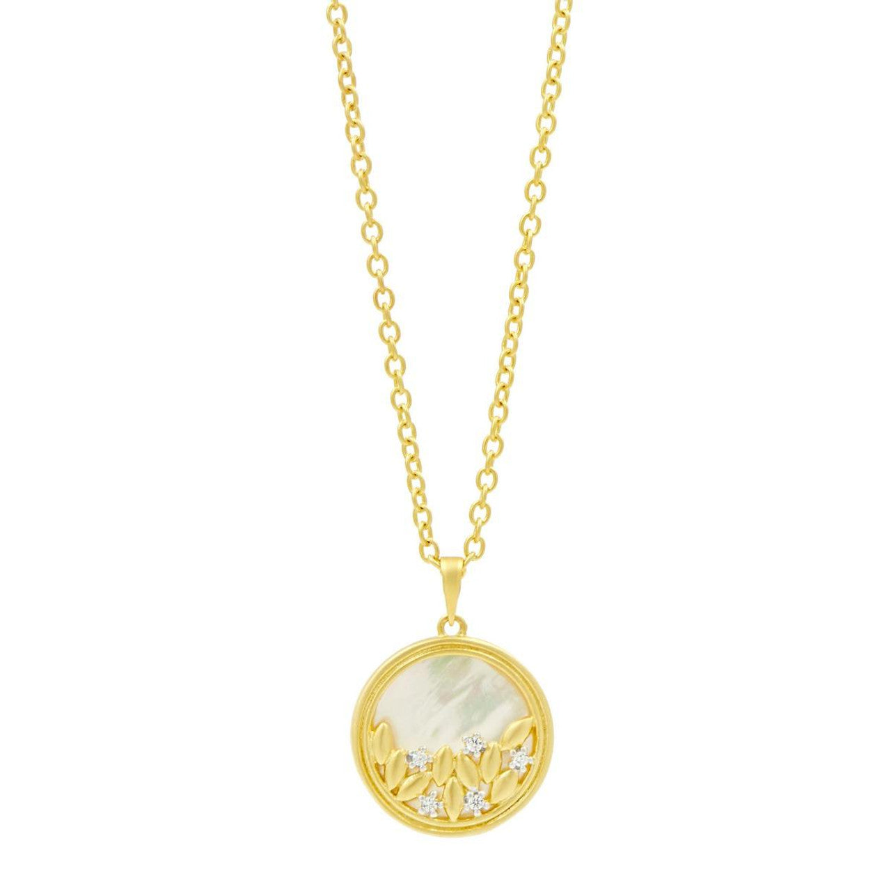 Freida Rothman Fleur Bloom Mother of Pearl Pendant Necklace