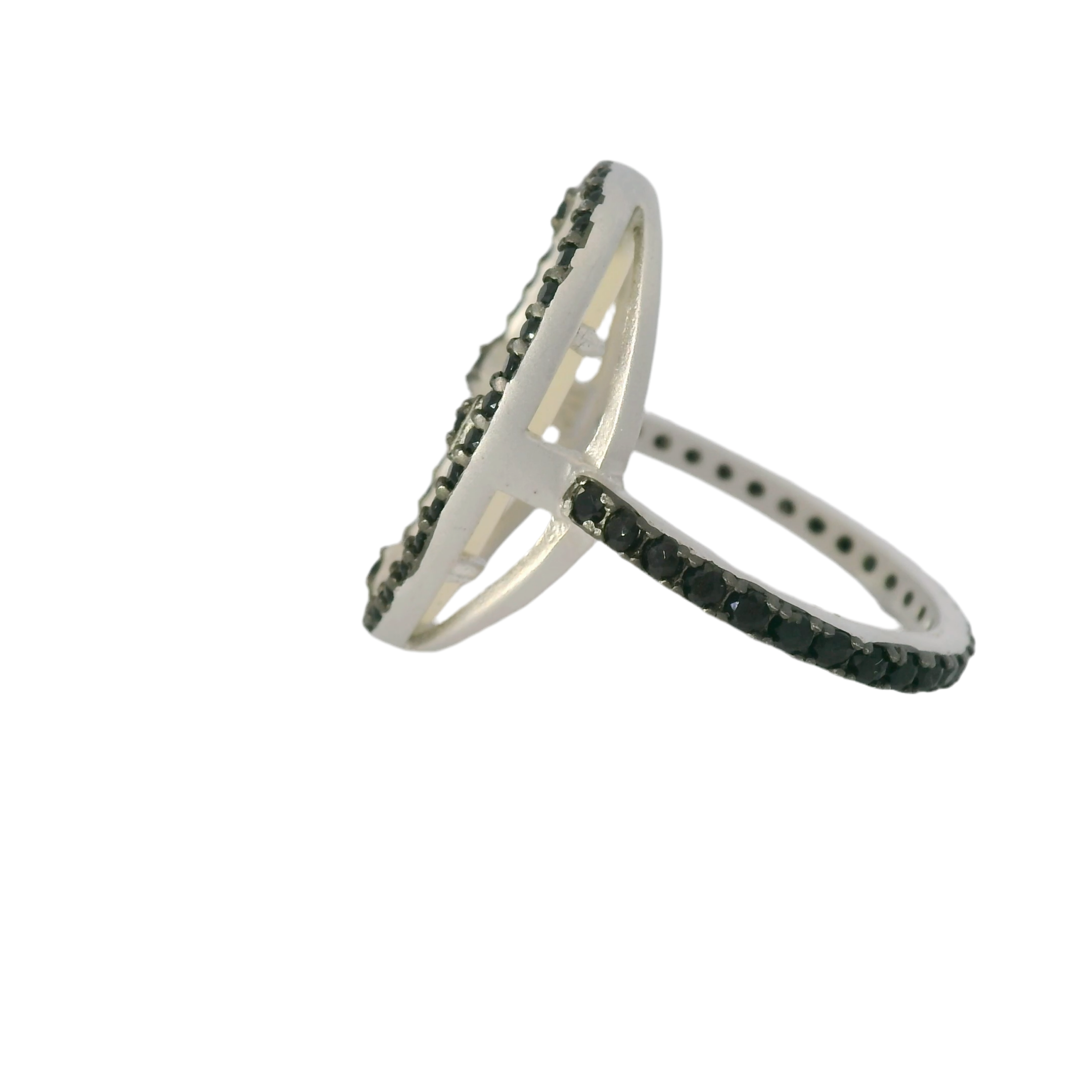 Freida Rothman Industrial Finish Mother of Pearl and Pave Cocktail Ring
