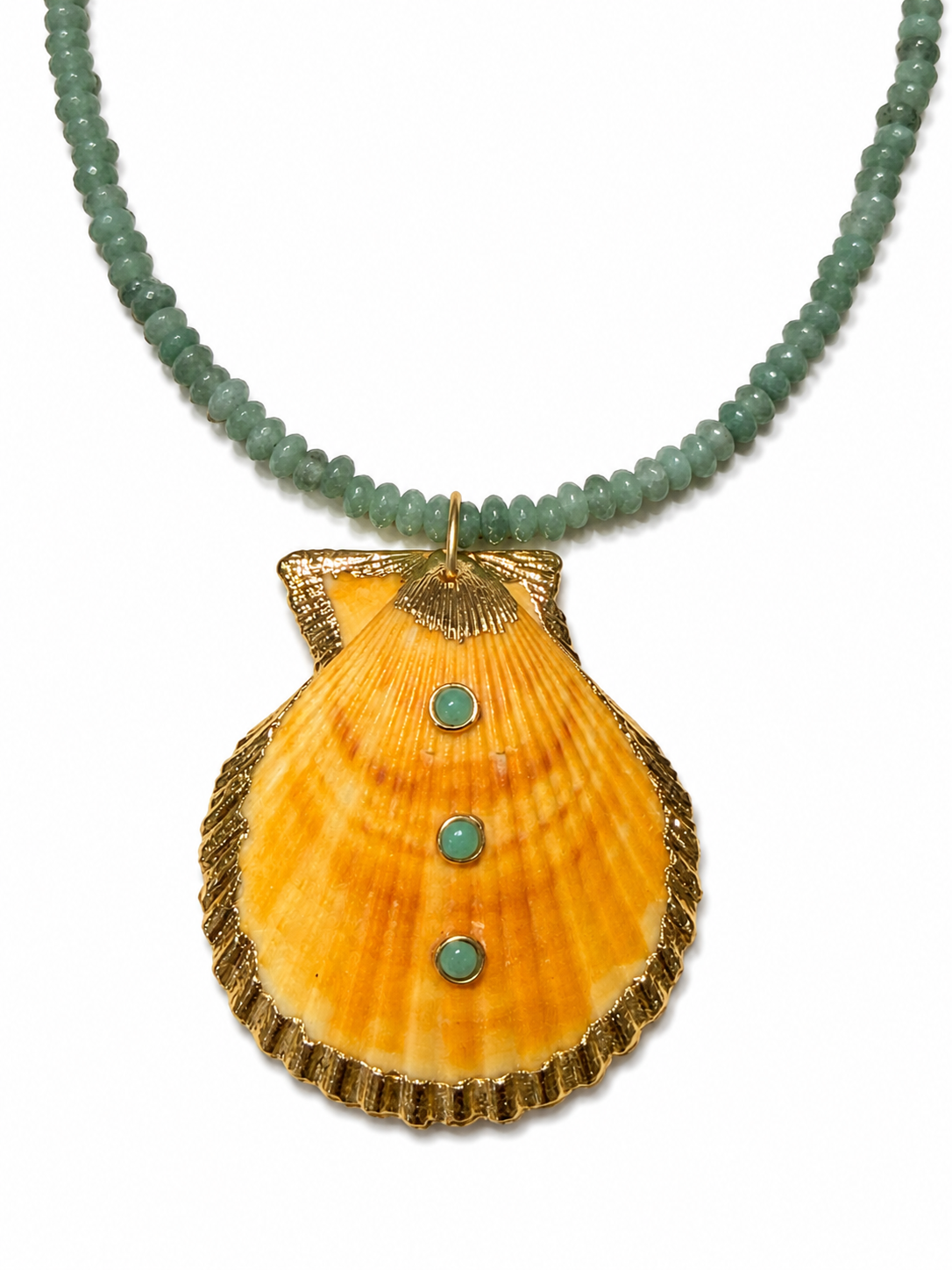 Boho Beads Thin Jade Gemstone Shell Necklace