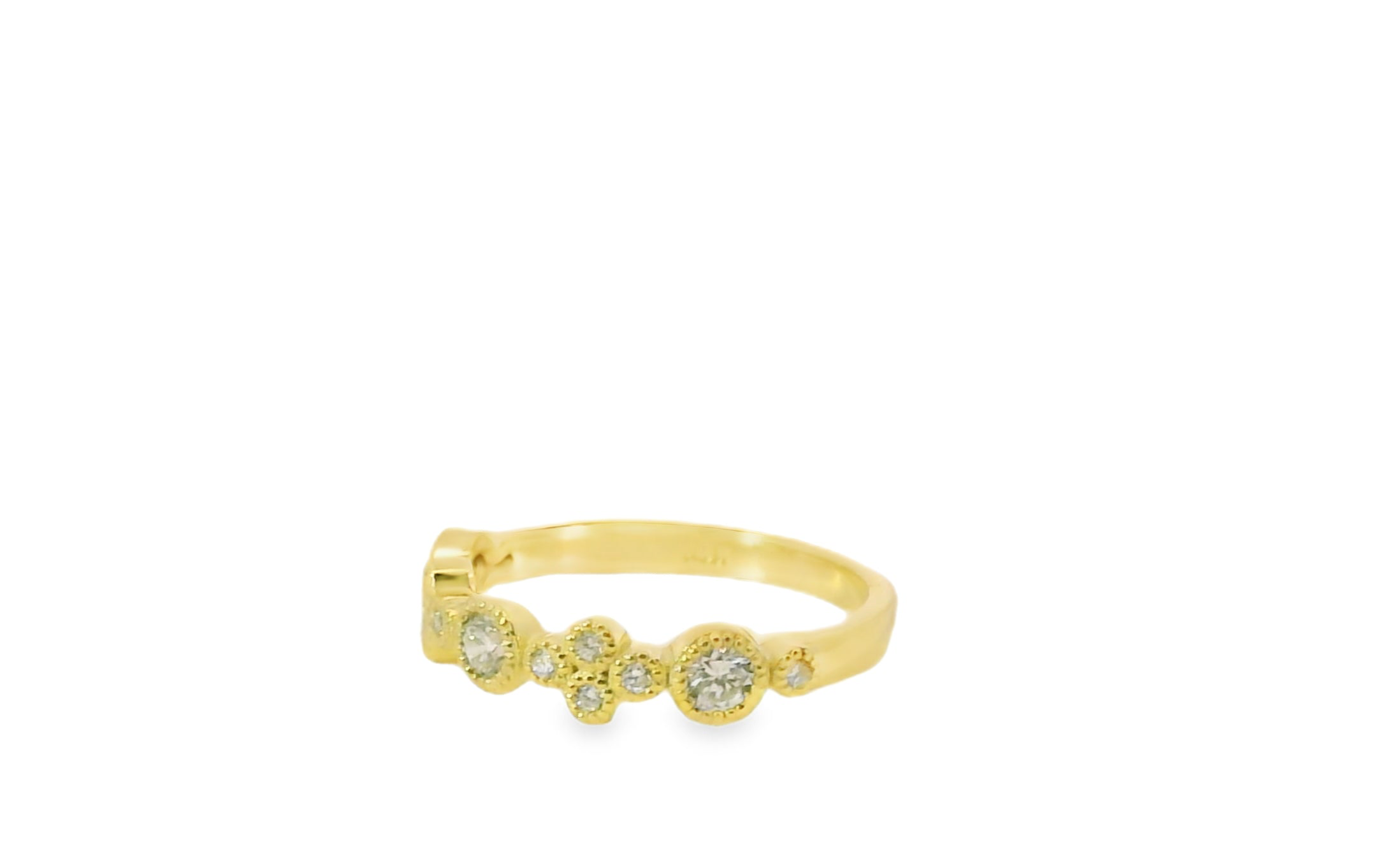 14kt Green Gold Band with Diamonds