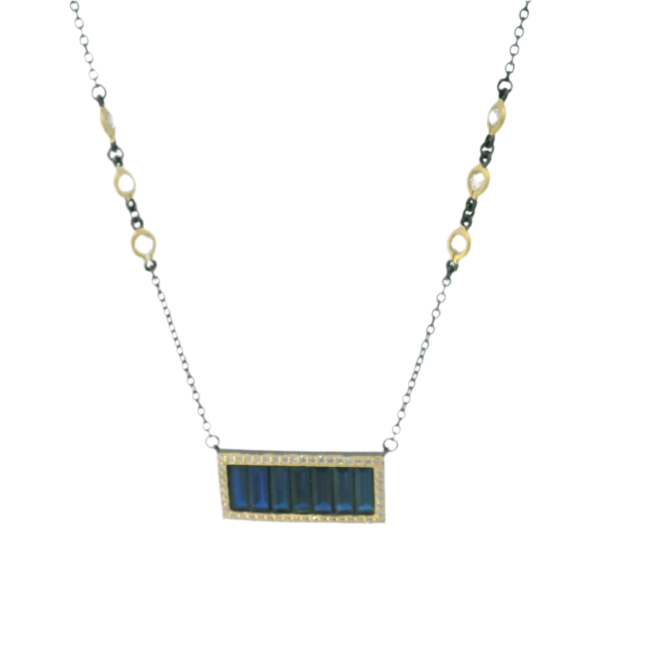 Freida Rothman midnight blue single rectangle station Necklace