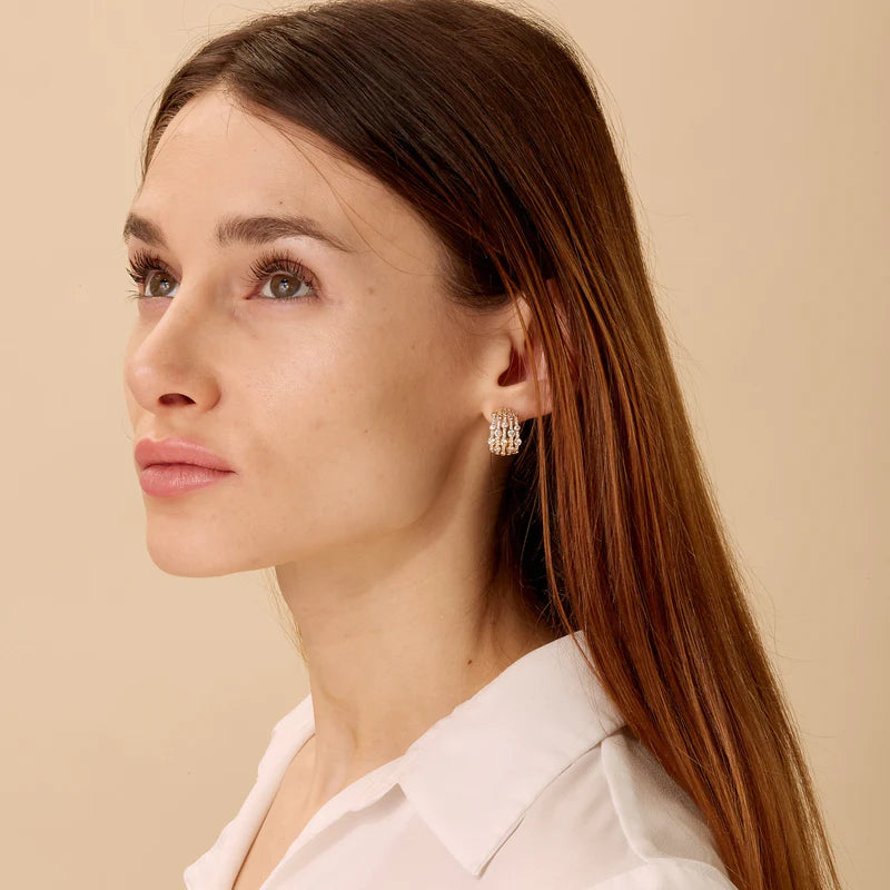 18K Yellow Gold with Diamonds Hoops