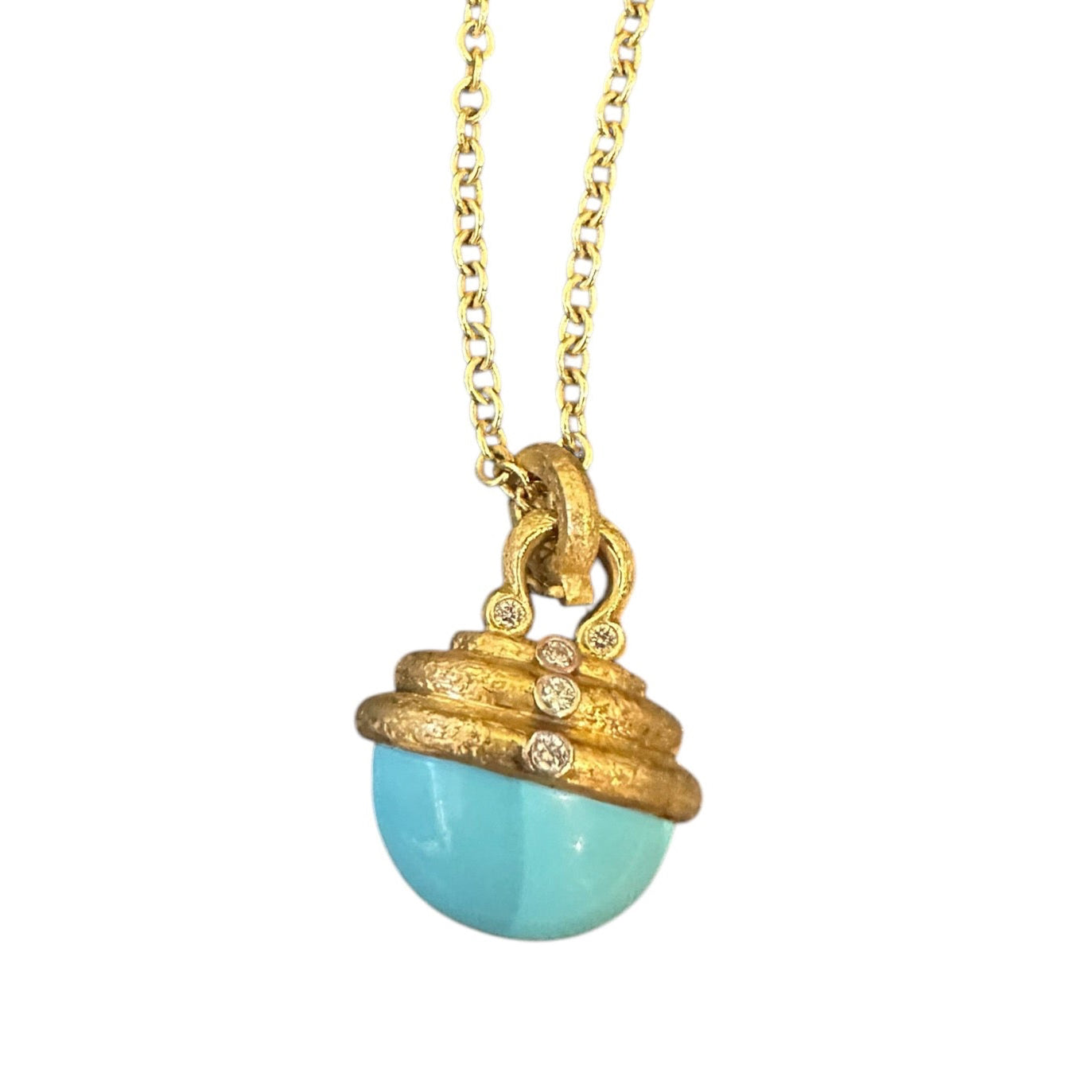 Mazza Cabochon Turquoise and Diamond Pendant