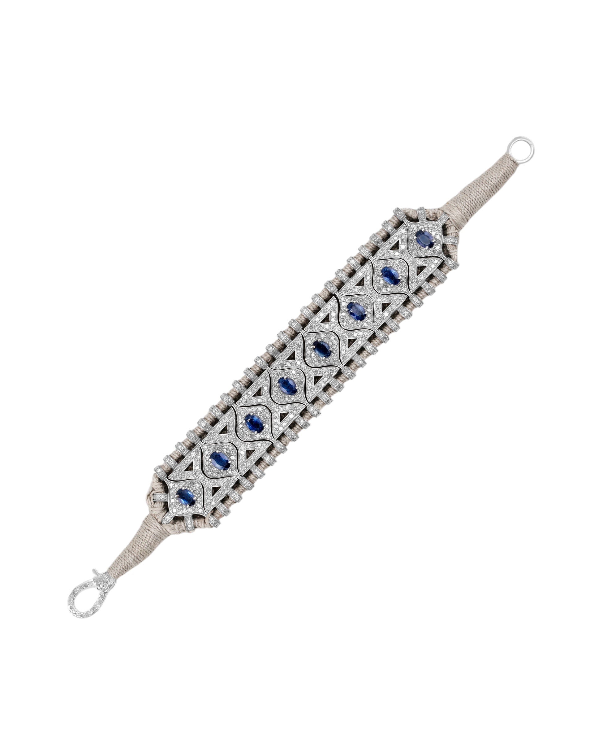 Jia Jia Chakra Regal Blue Sapphire Diamond Woven Bracelet