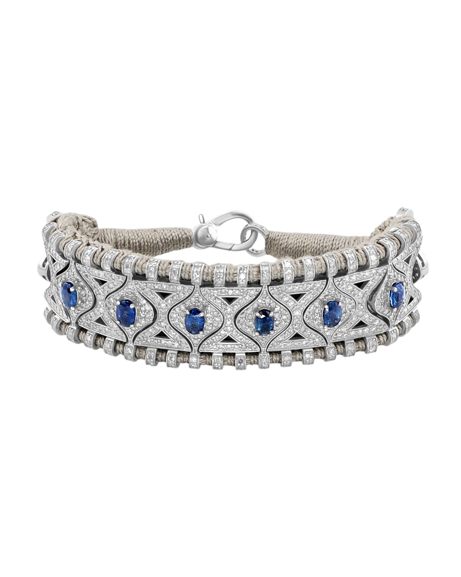 Jia Jia Chakra Regal Blue Sapphire Diamond Woven Bracelet