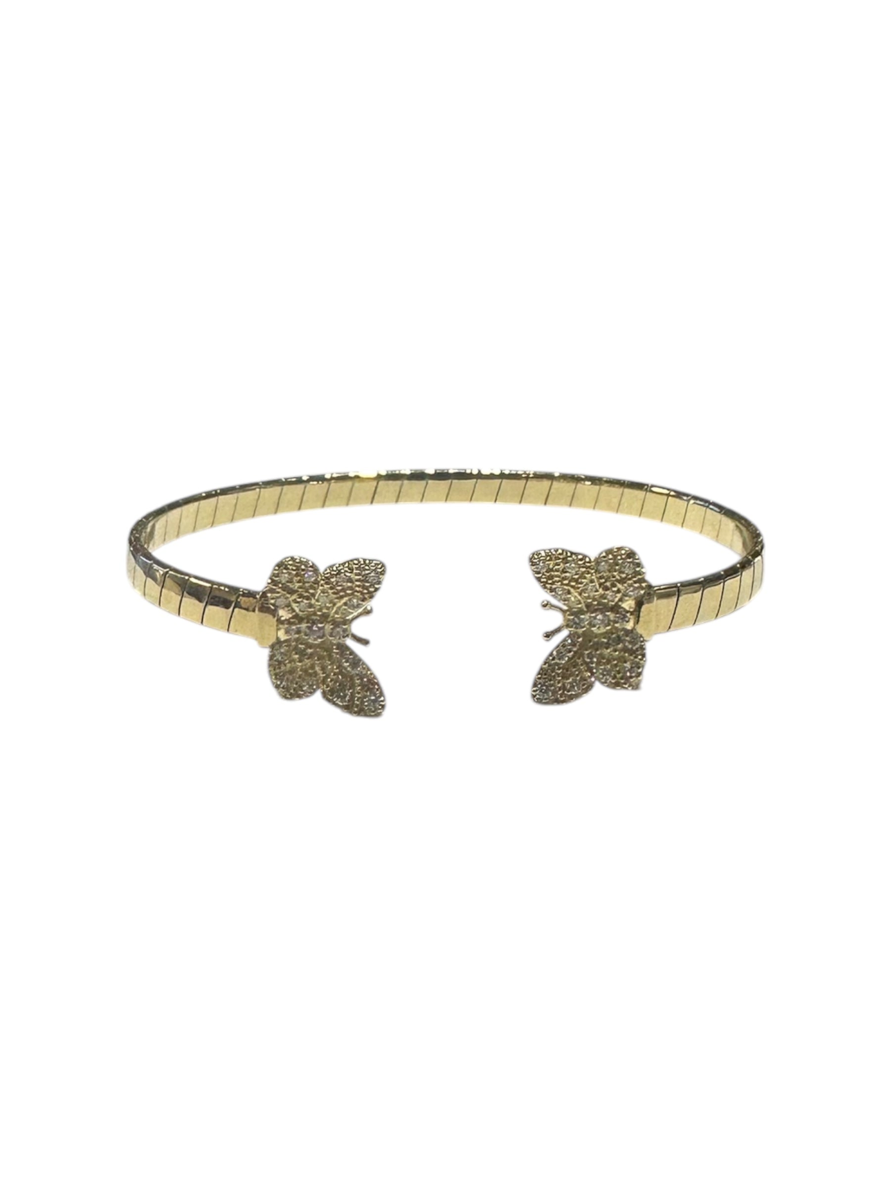 Tanya Farah 18K Pave 2 Butterfly Open Bangle