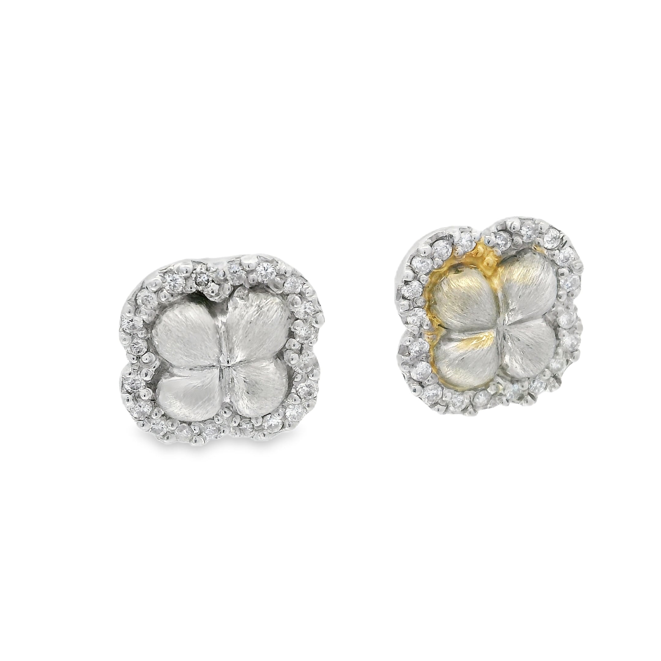 14kt Diamond Clover Stud Earrings