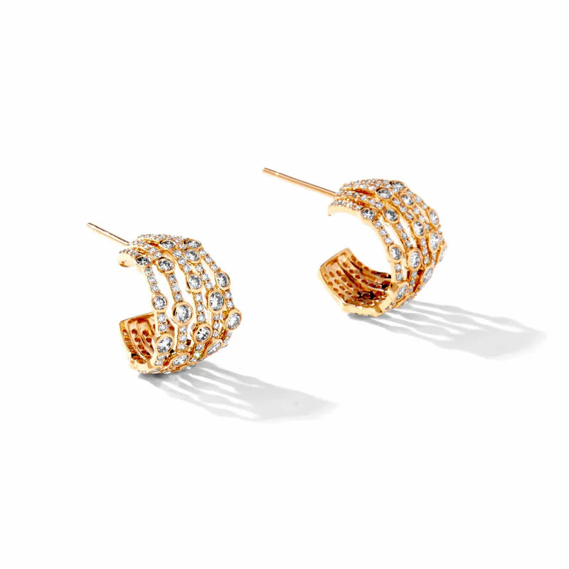 18K Yellow Gold with Diamonds Hoops