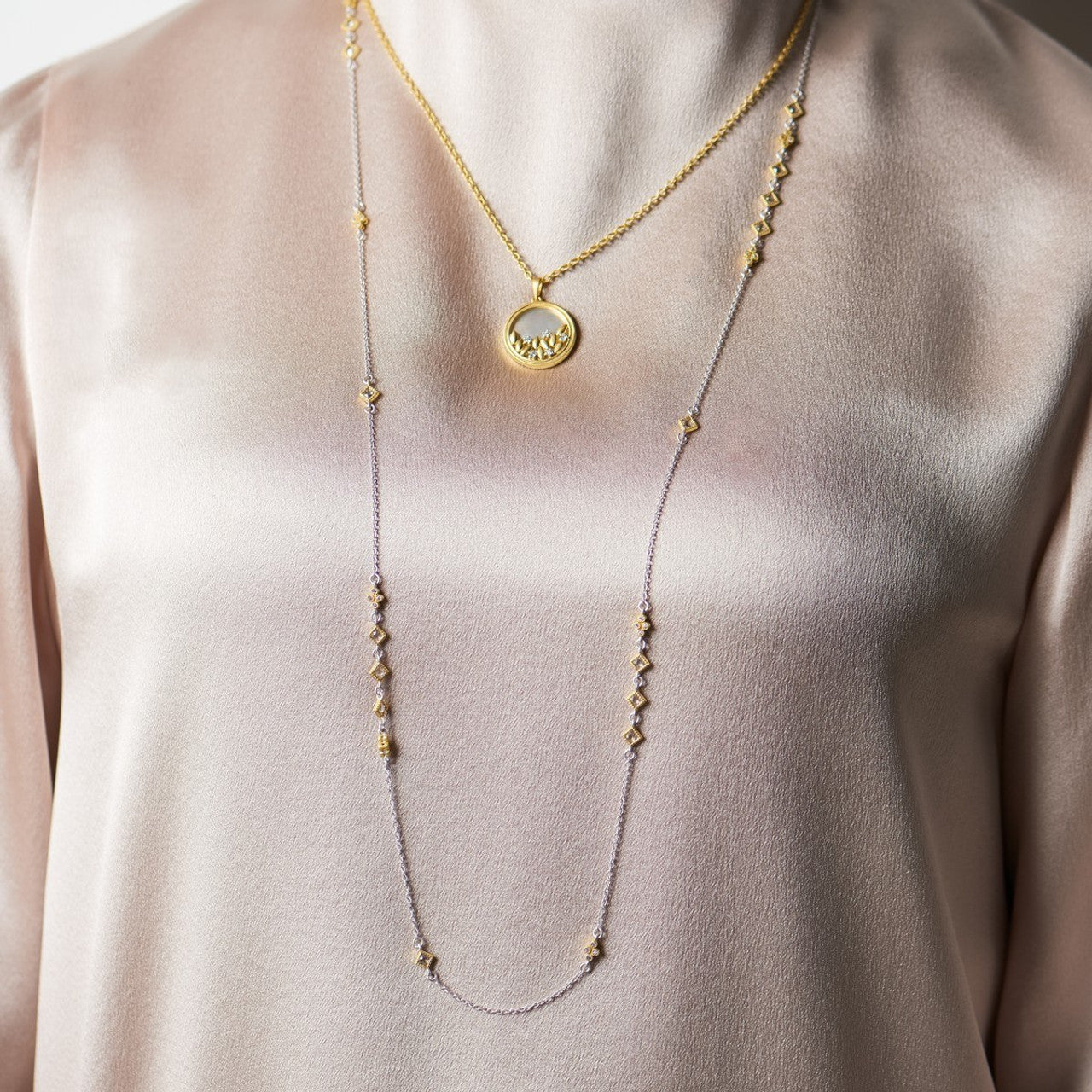 Freida Rothman Fleur Bloom Mother of Pearl Pendant Necklace
