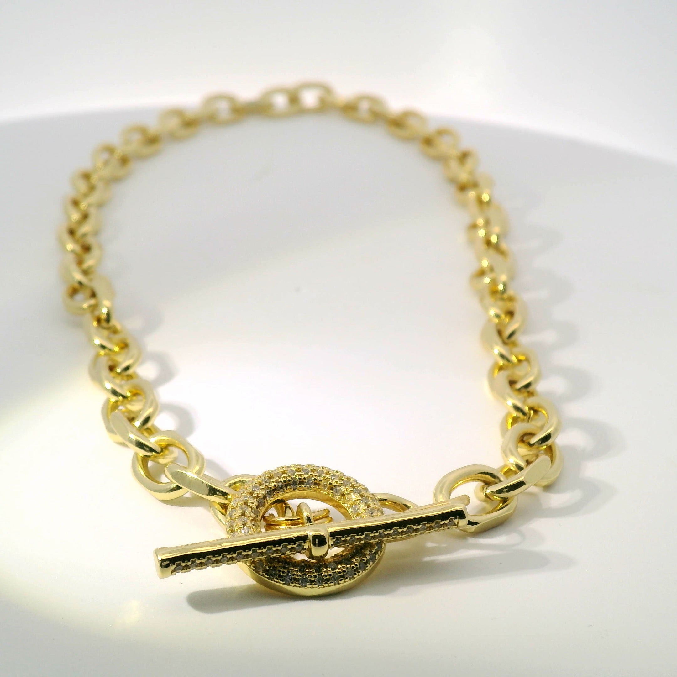 Peyton William Jewelry Folly Link Chain with Pave Toggle Clasp