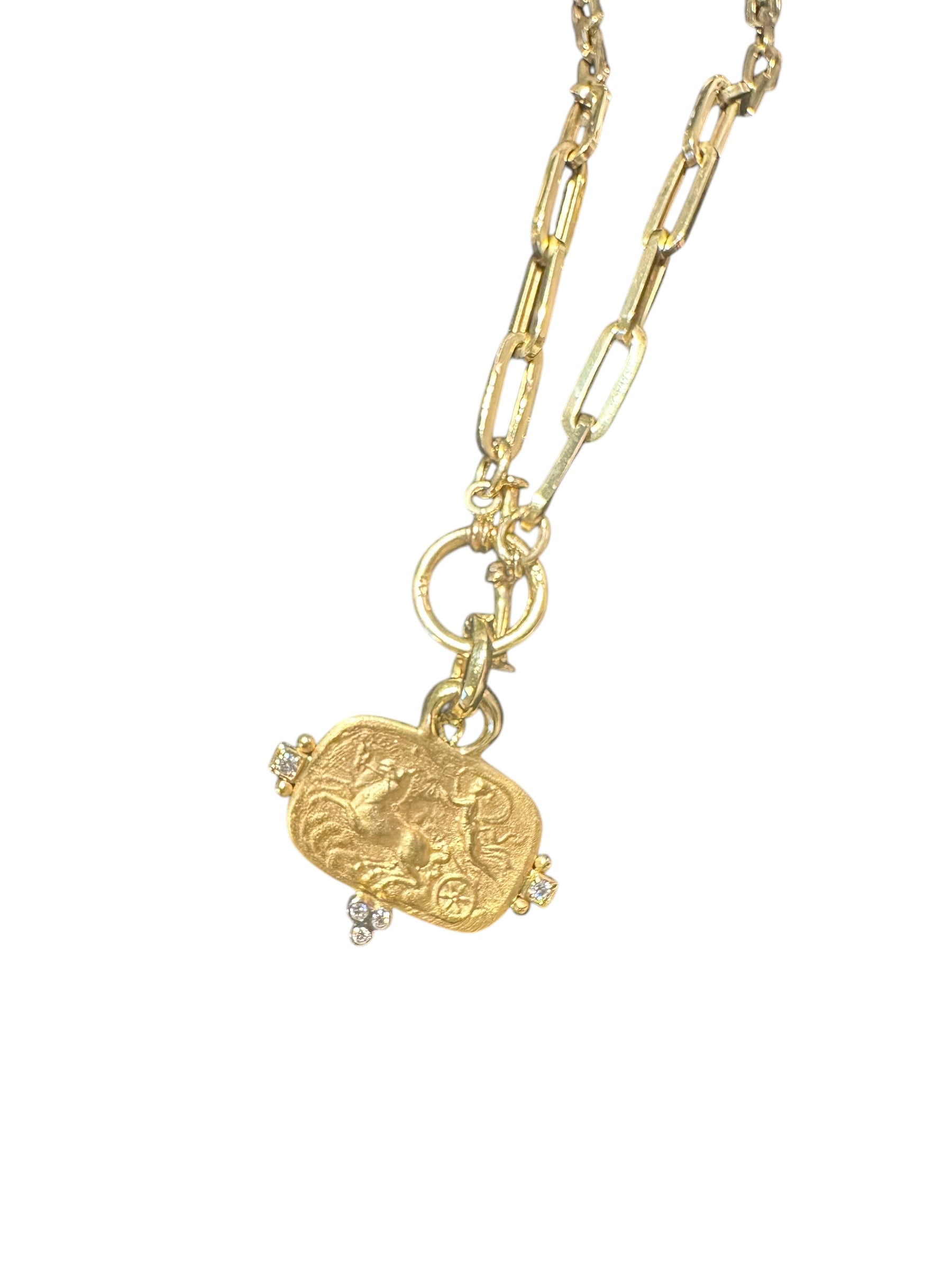 Mazza Yellow Gold with Diamonds Greek Methology Pendant