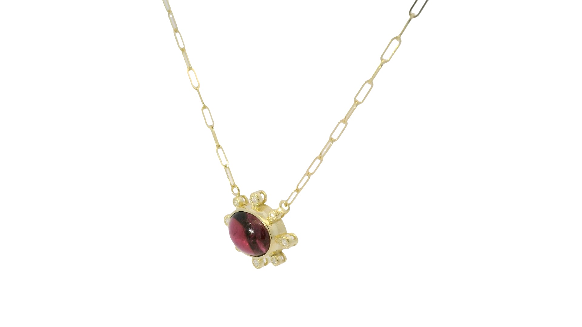 14kt Green Gold & Pink Tourmaline Necklace