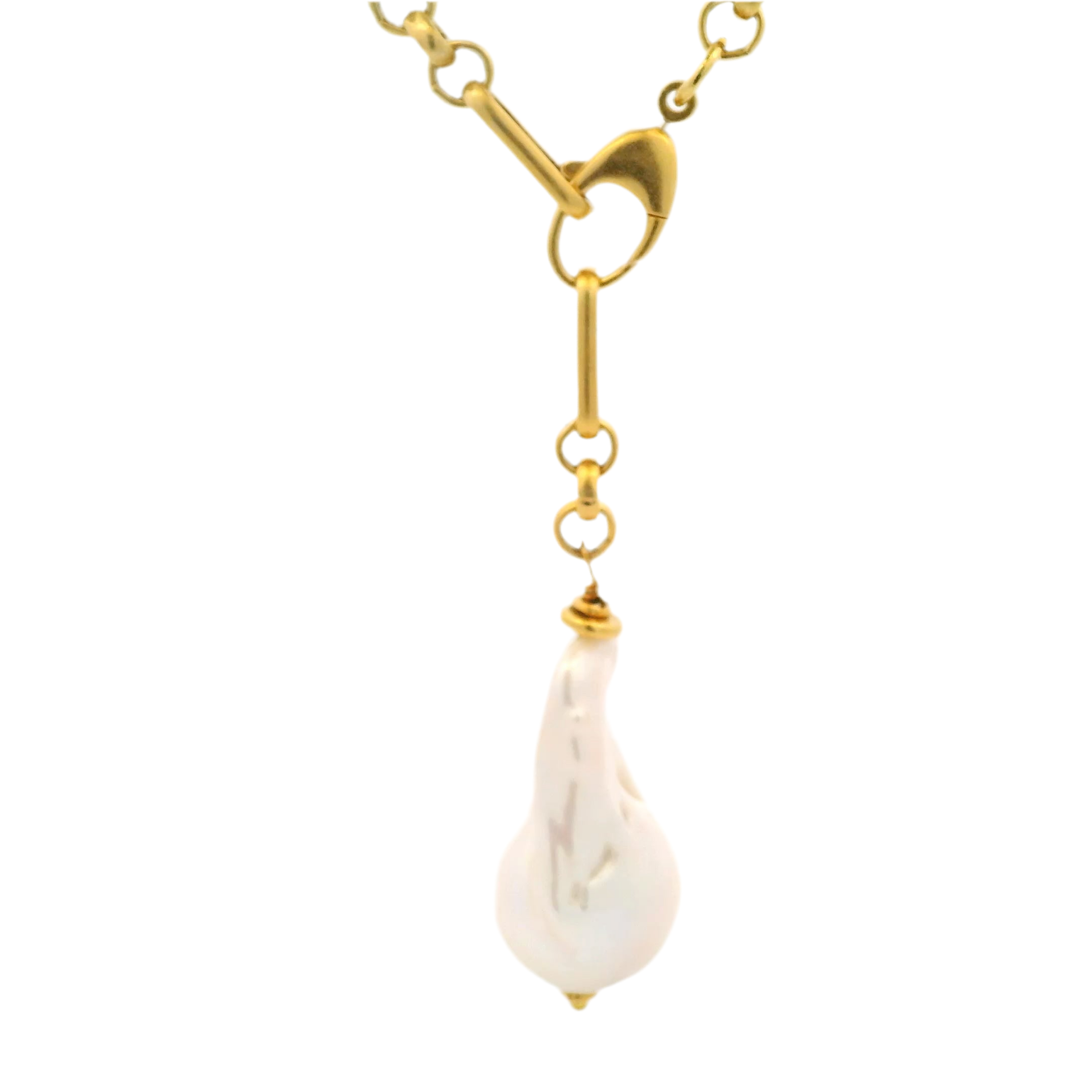 Peyton William Jewelry Baroque Pearl Matte Link Necklace