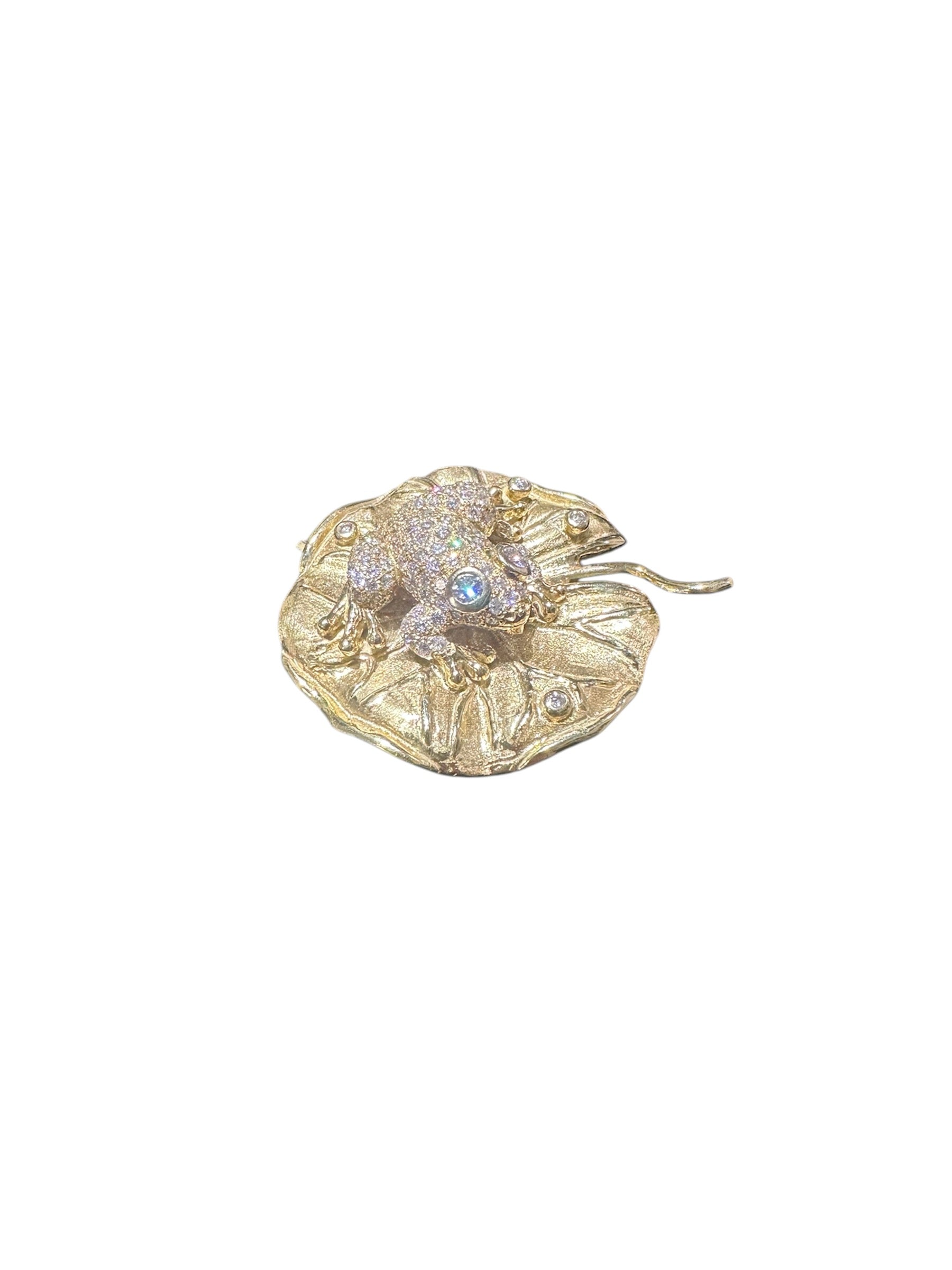 Diamond and Diopside Frog Brooch