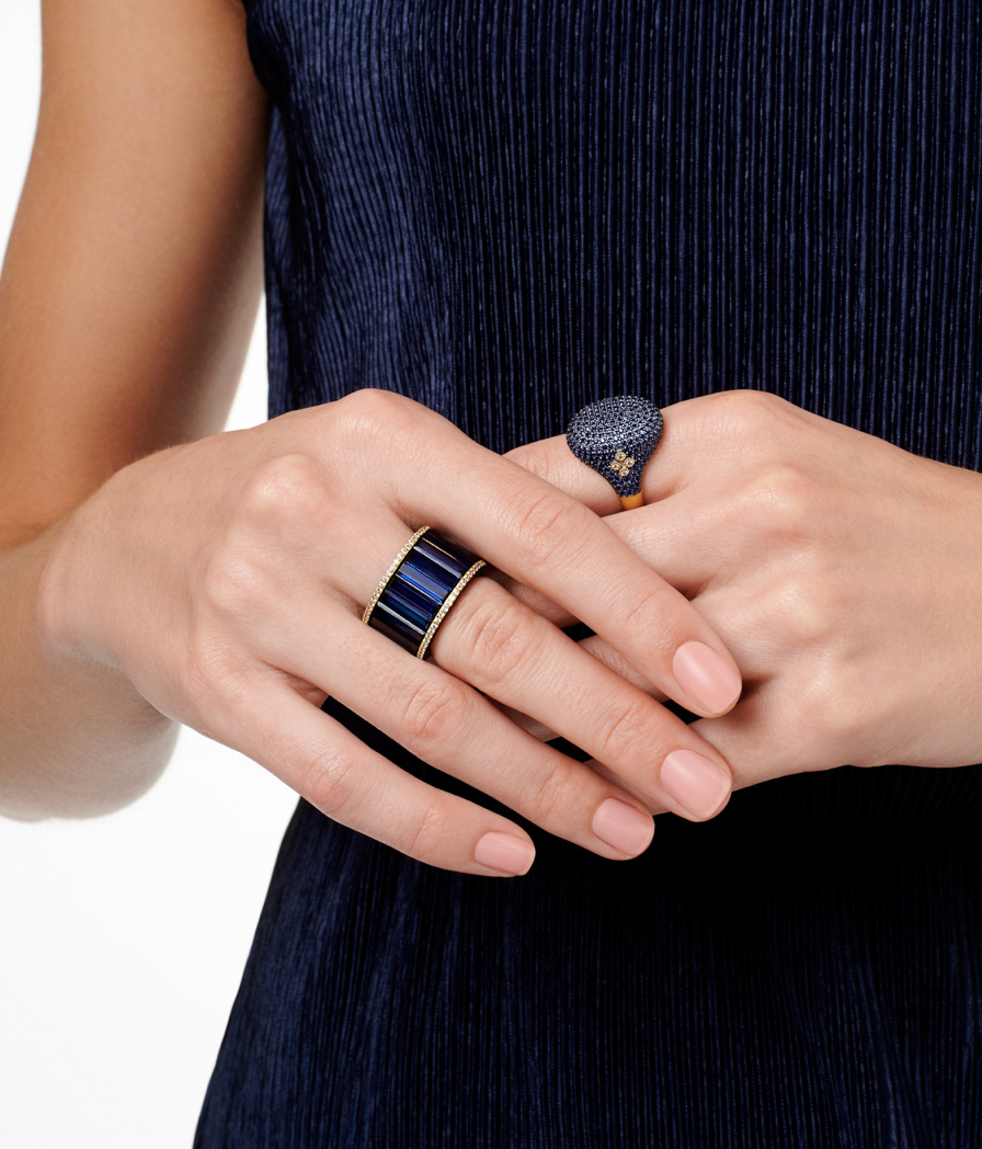 Freida Rothman Midnight Baguette Cigar Band Ring