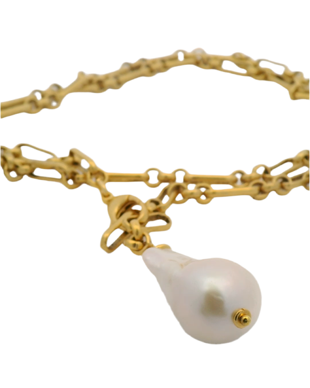 Peyton William Jewelry Baroque Pearl Matte Link Necklace