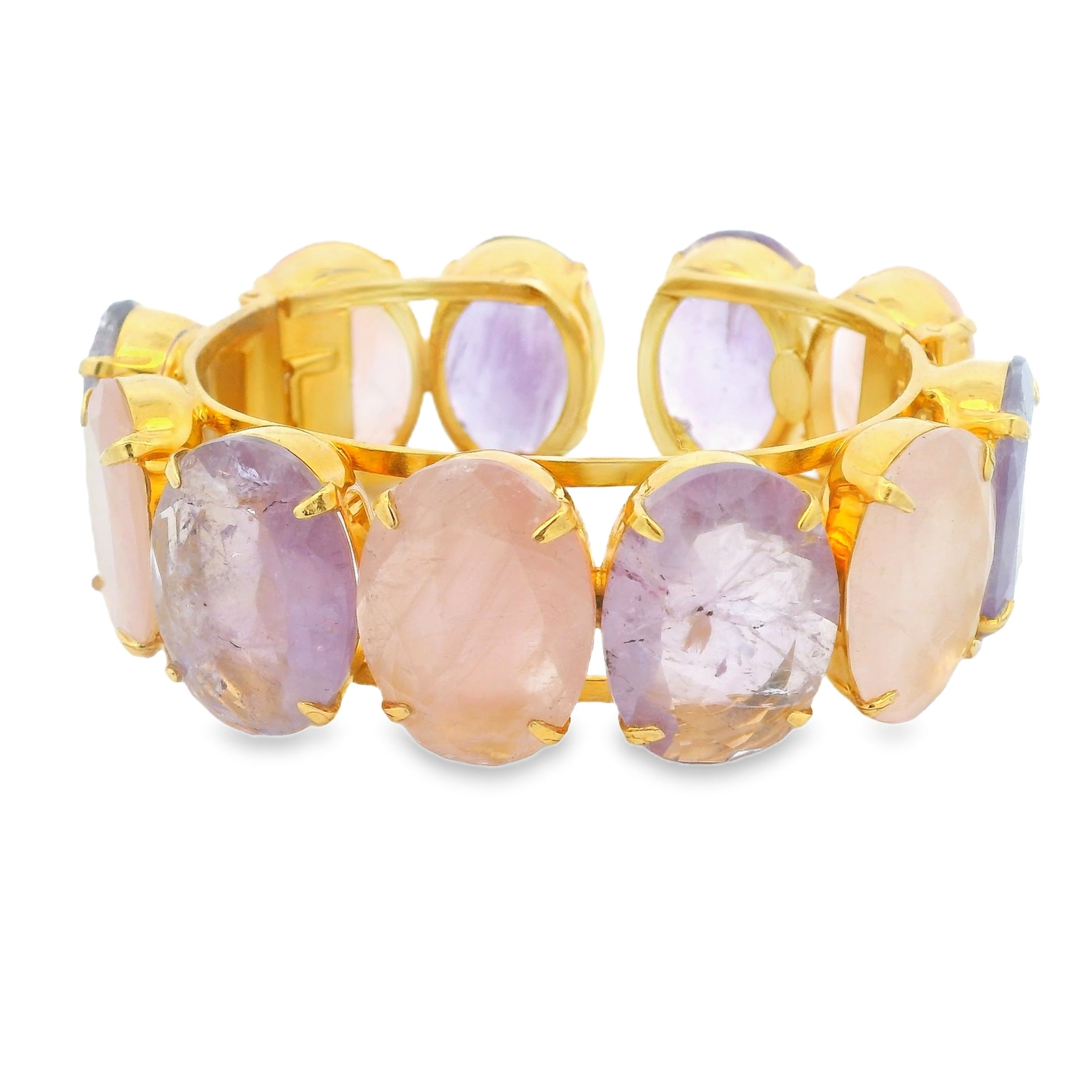 Rose Quartz and Amethyst Cuff