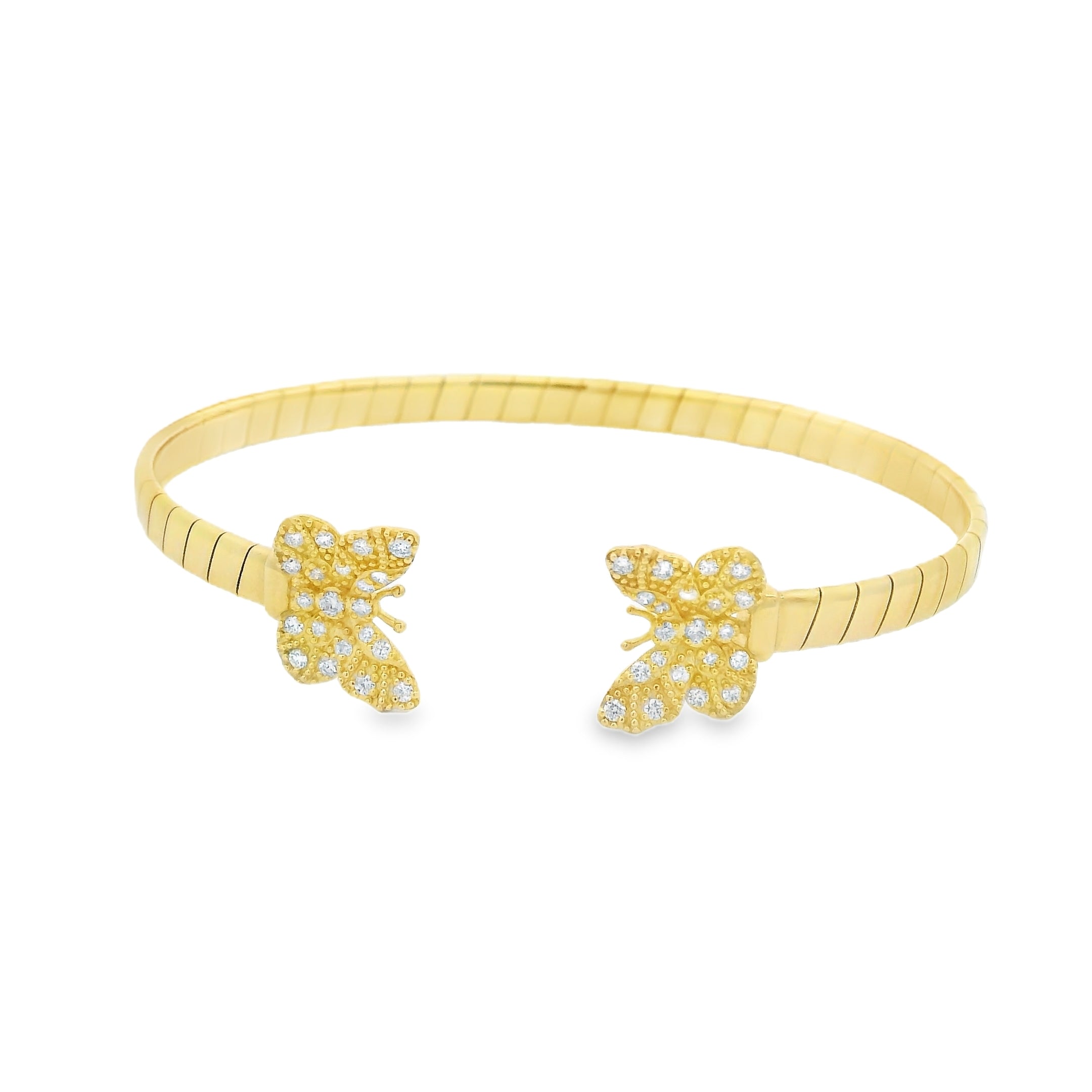 Tanya Farah 18K Pave 2 Butterfly Open Bangle