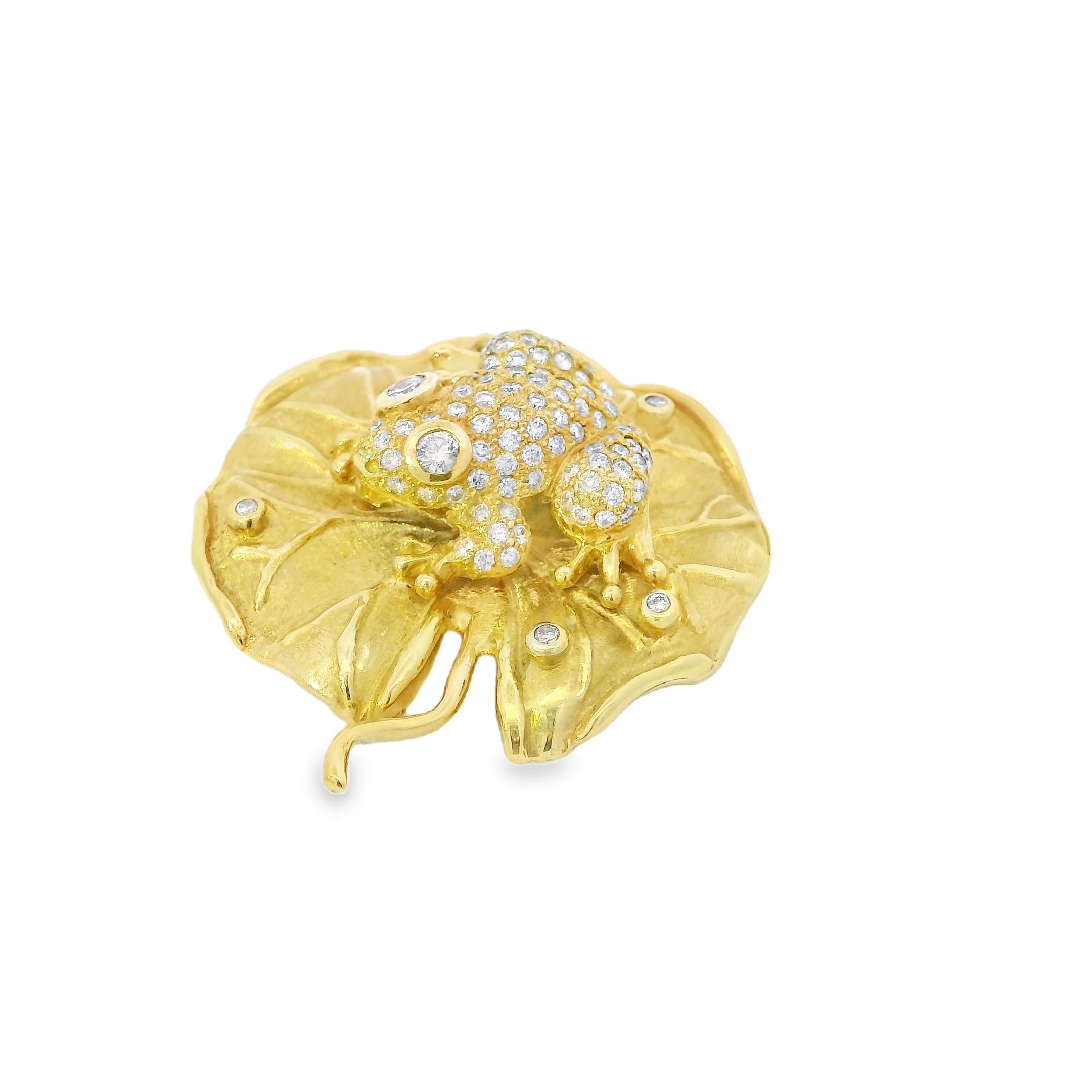 Diamond and Diopside Frog Brooch