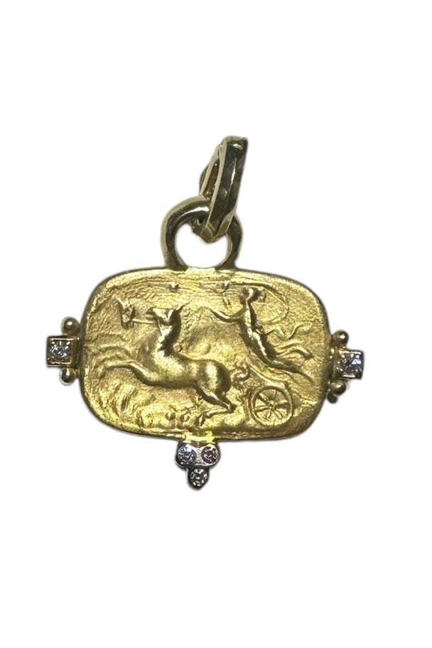 Mazza Yellow Gold with Diamonds Greek Methology Pendant