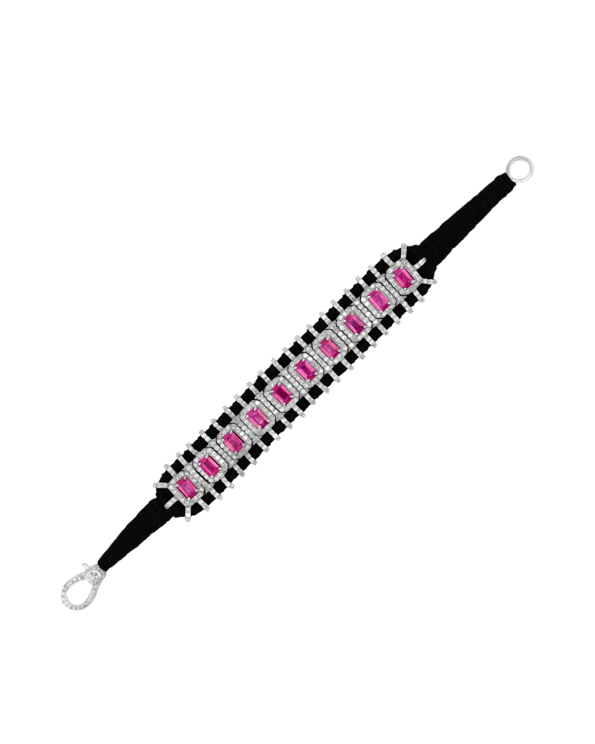 Jia Jia Chakra Ruby Diamond Woven Bracelet