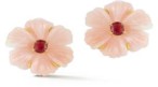 Tanya Farah Carved pink opal flower earnings with pink tourmaline centers