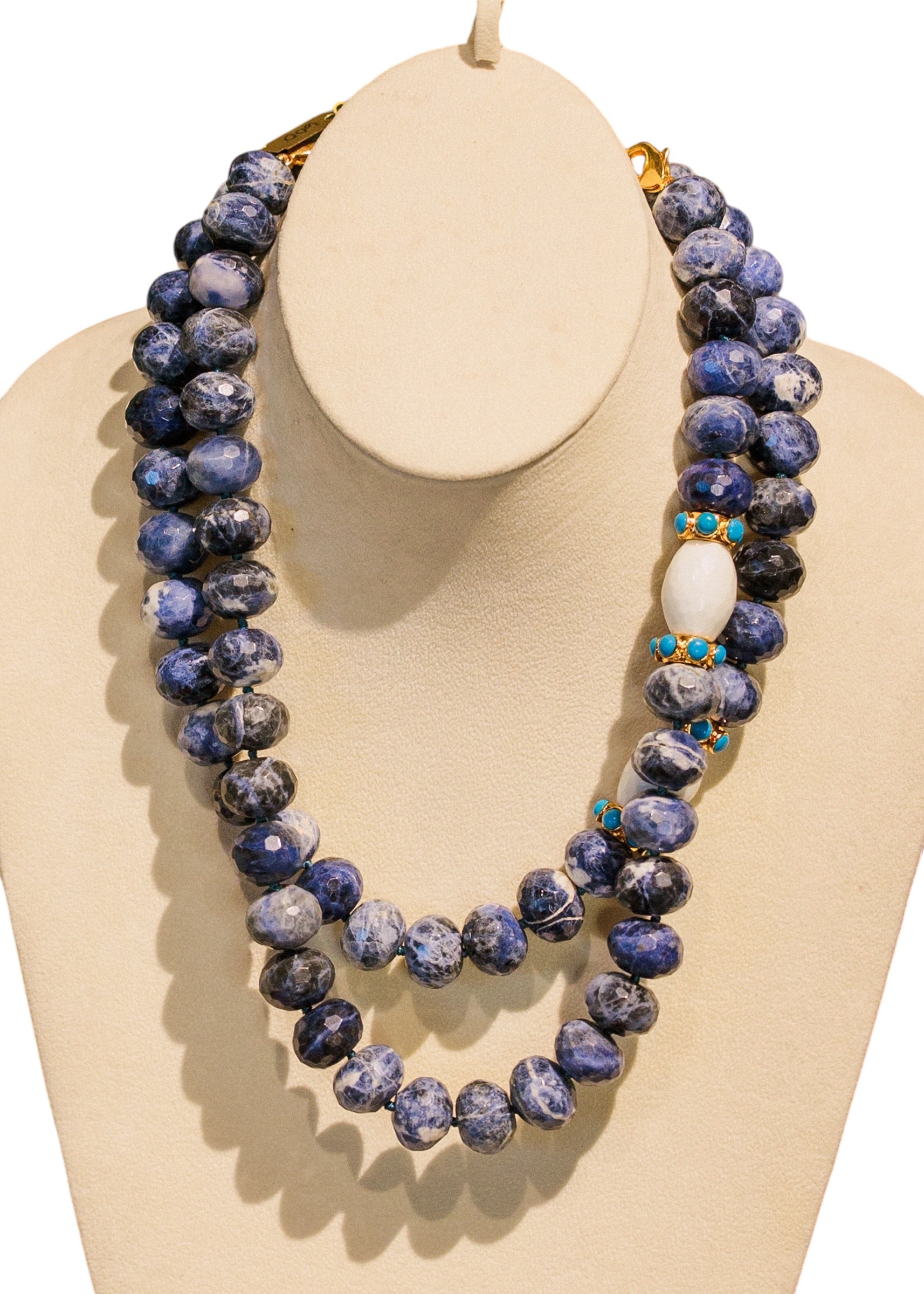 Sodalite Turqouise with White Agate Necklace