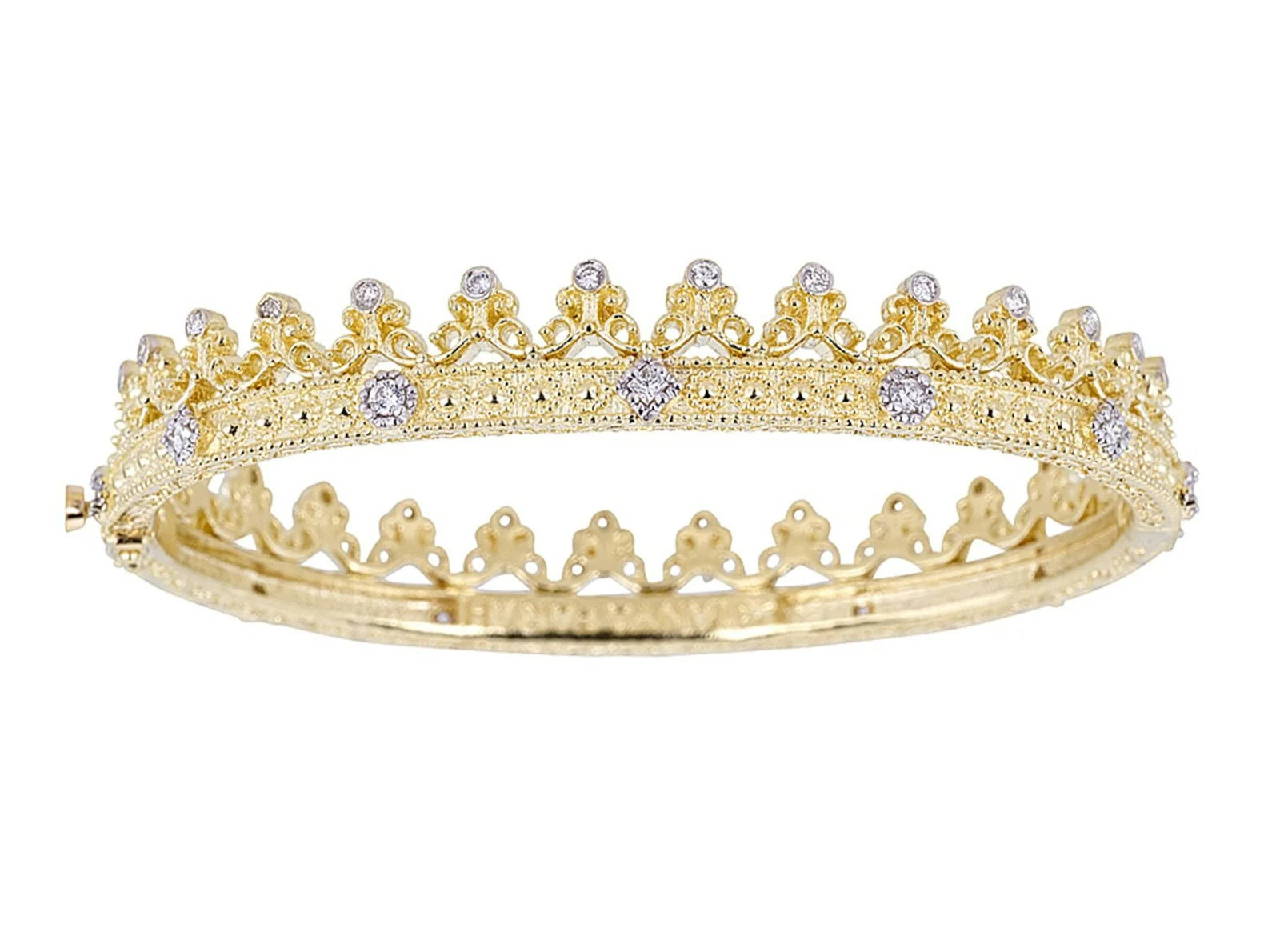 Tanya Farah Diamond Scroll Crown Eternity Bezel Bangle