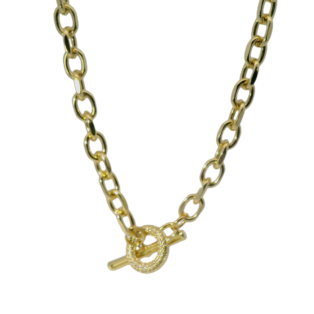 Peyton William Jewelry Folly Link Chain with Pave Toggle Clasp