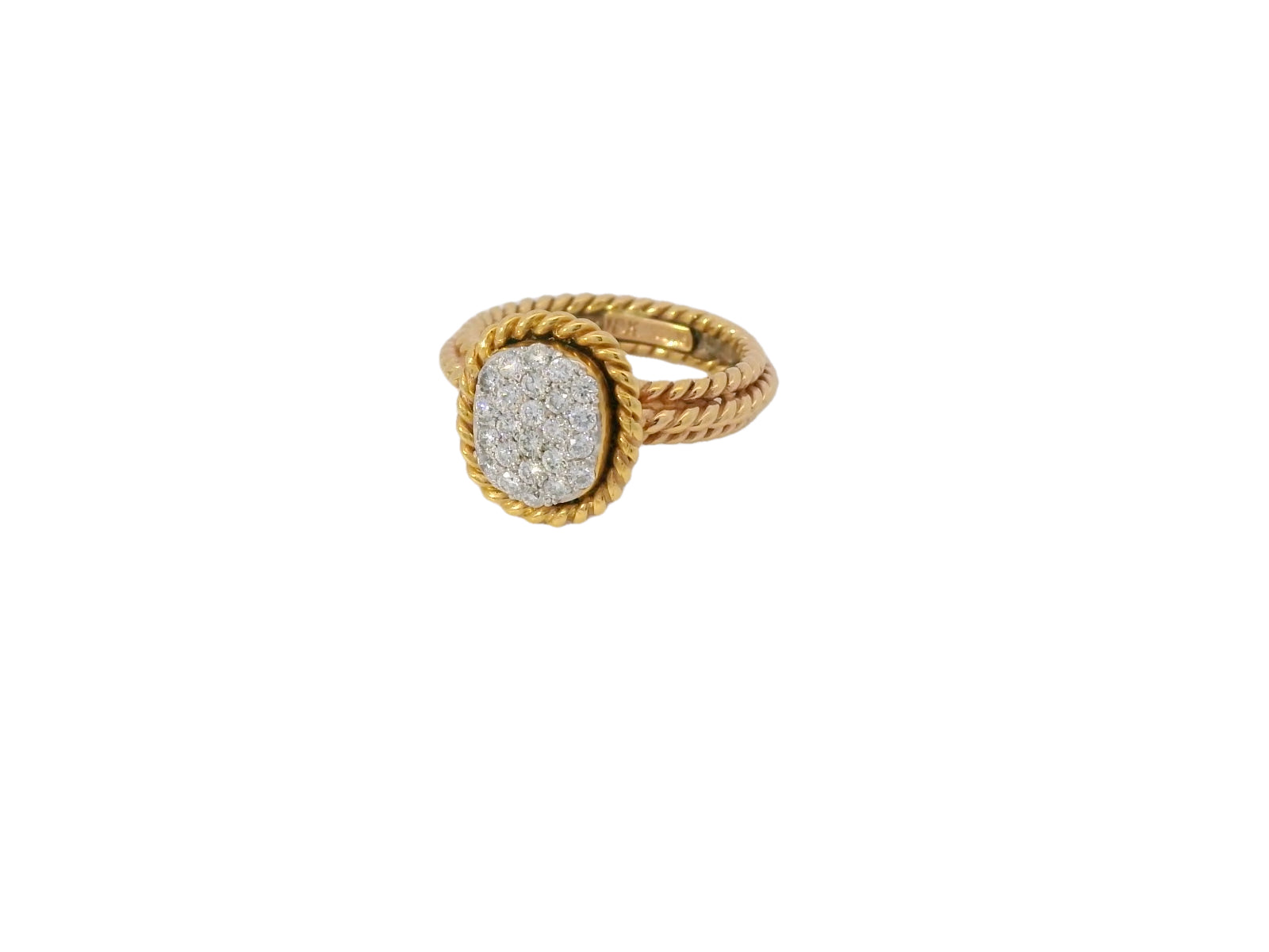 Cassis Rose Gold Diamond Pave Twisted Rope Ring