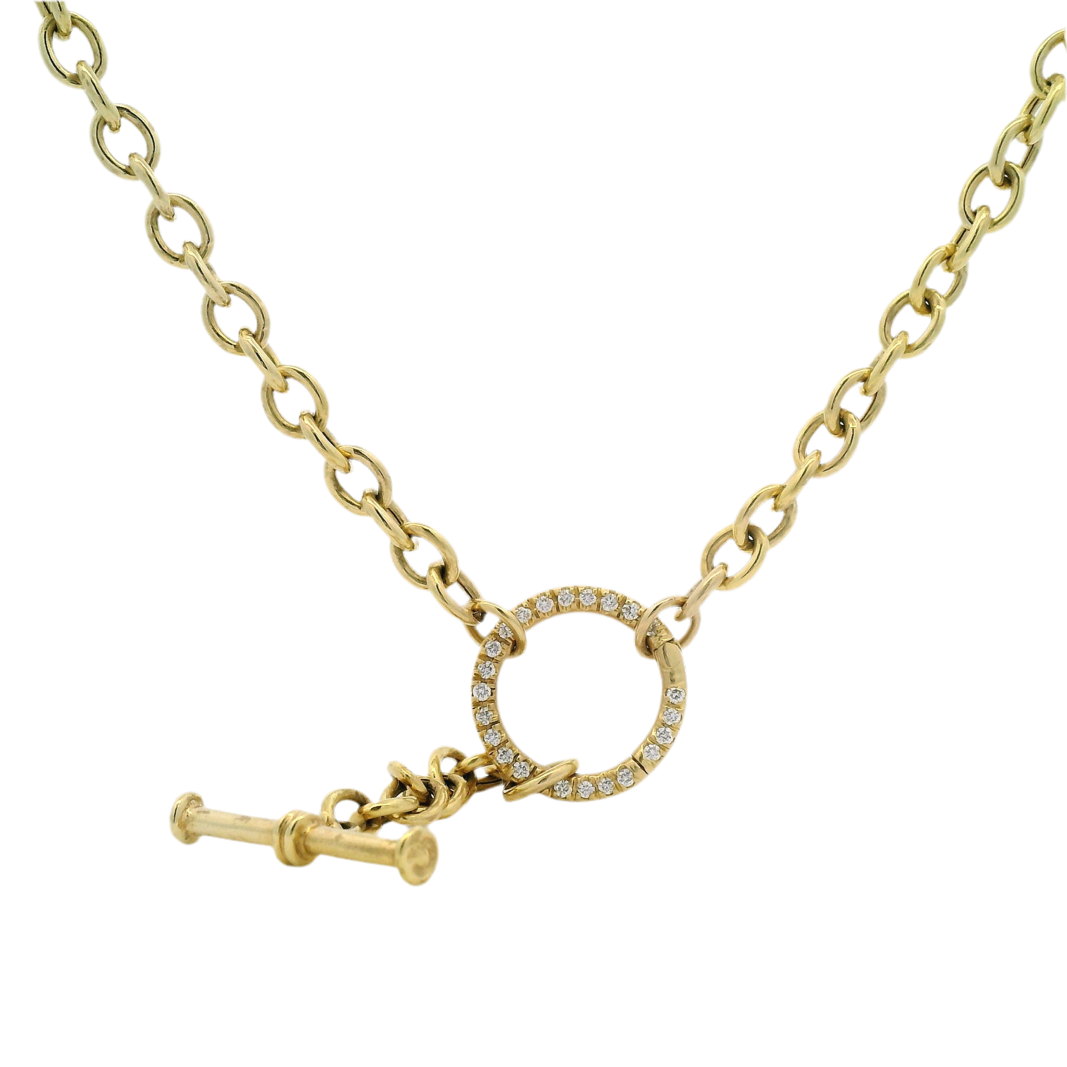 Mazza 14kt Large Cable Chain Necklace with Diamond Circle Toggle