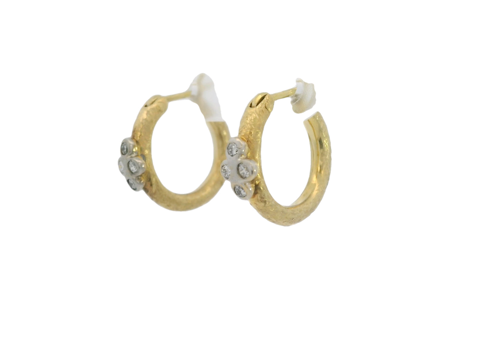 14kt petite gold and diamond hoops