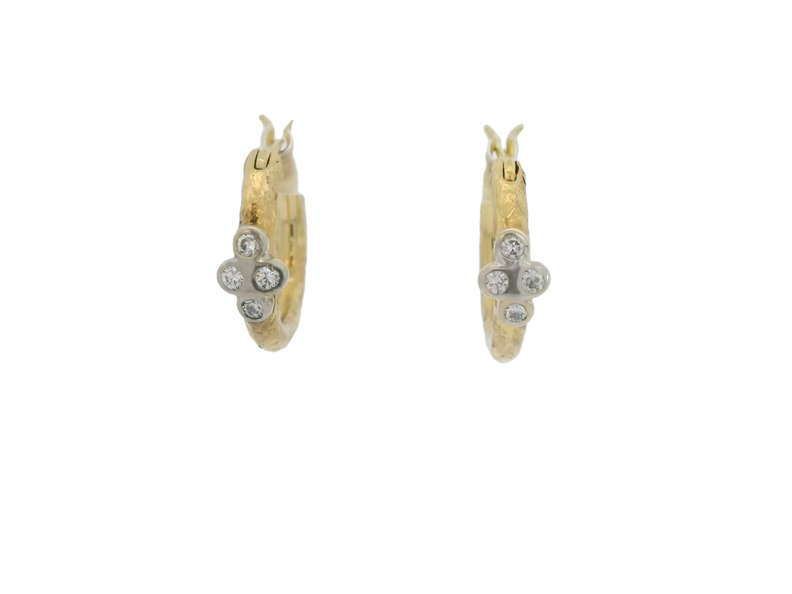 14kt petite gold and diamond hoops
