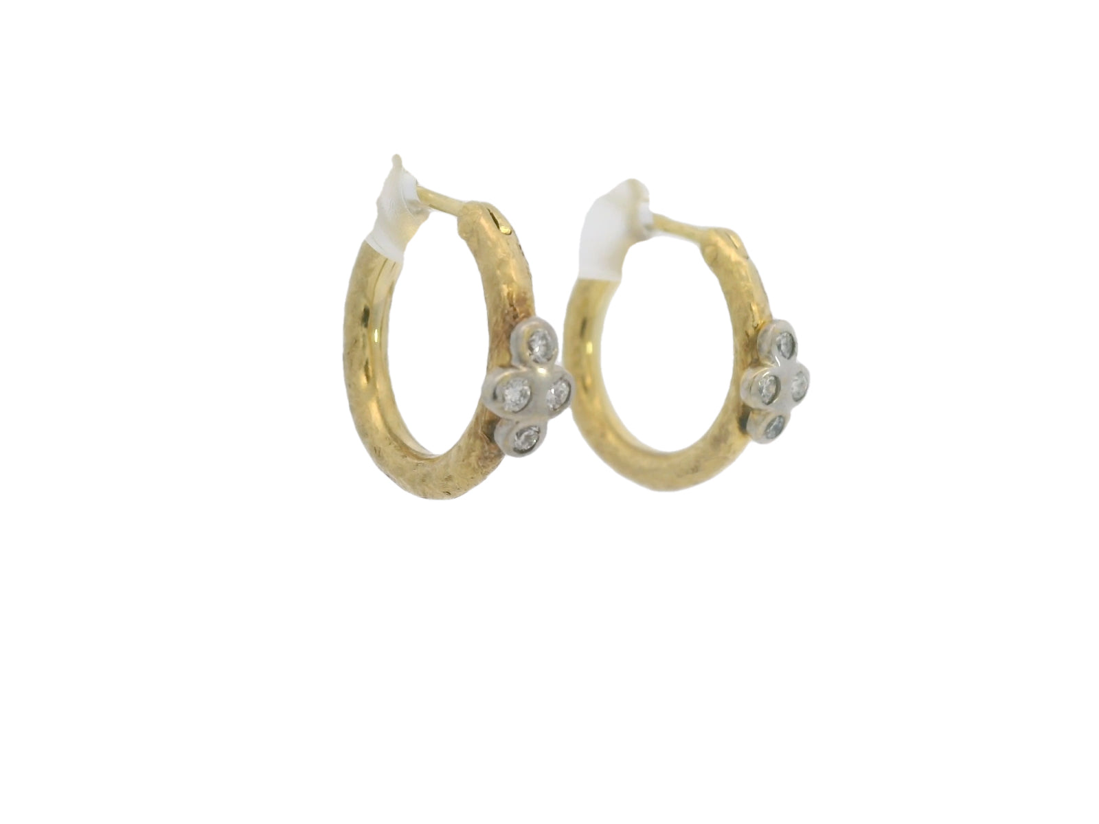 14kt petite gold and diamond hoops