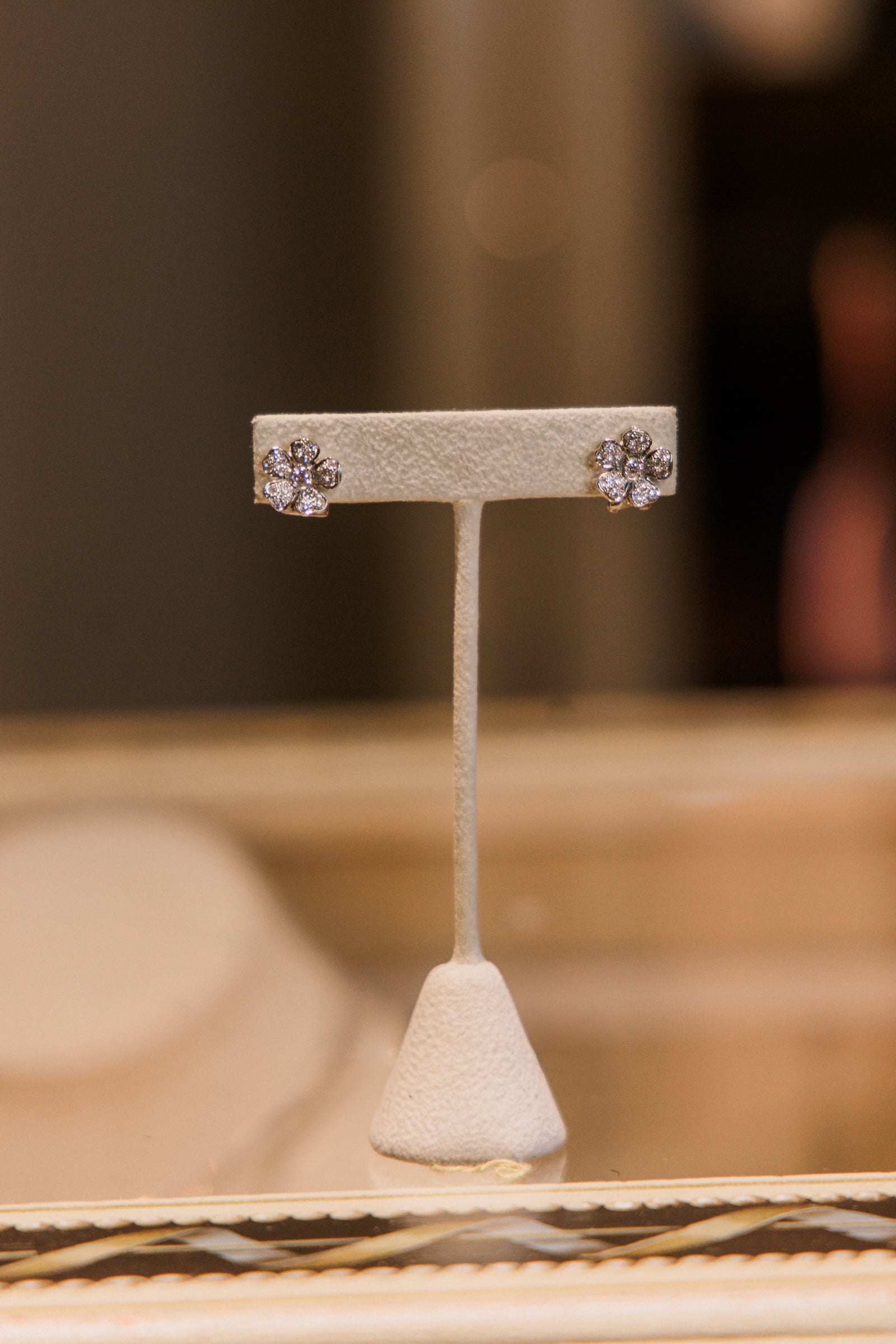 Diamond Flower Earring Studs