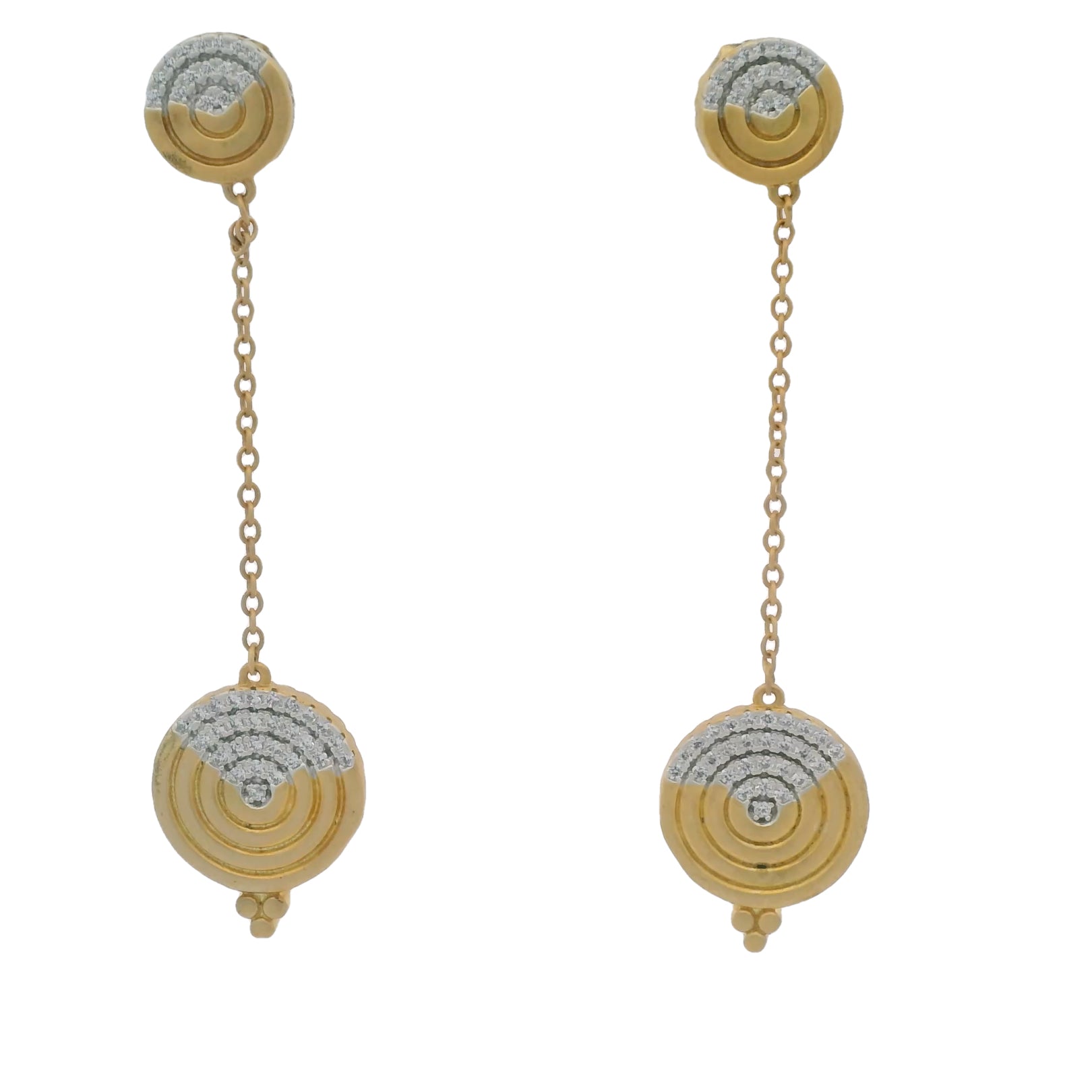 Freida Rothman Gold and Diamond Statement Disc Earrings