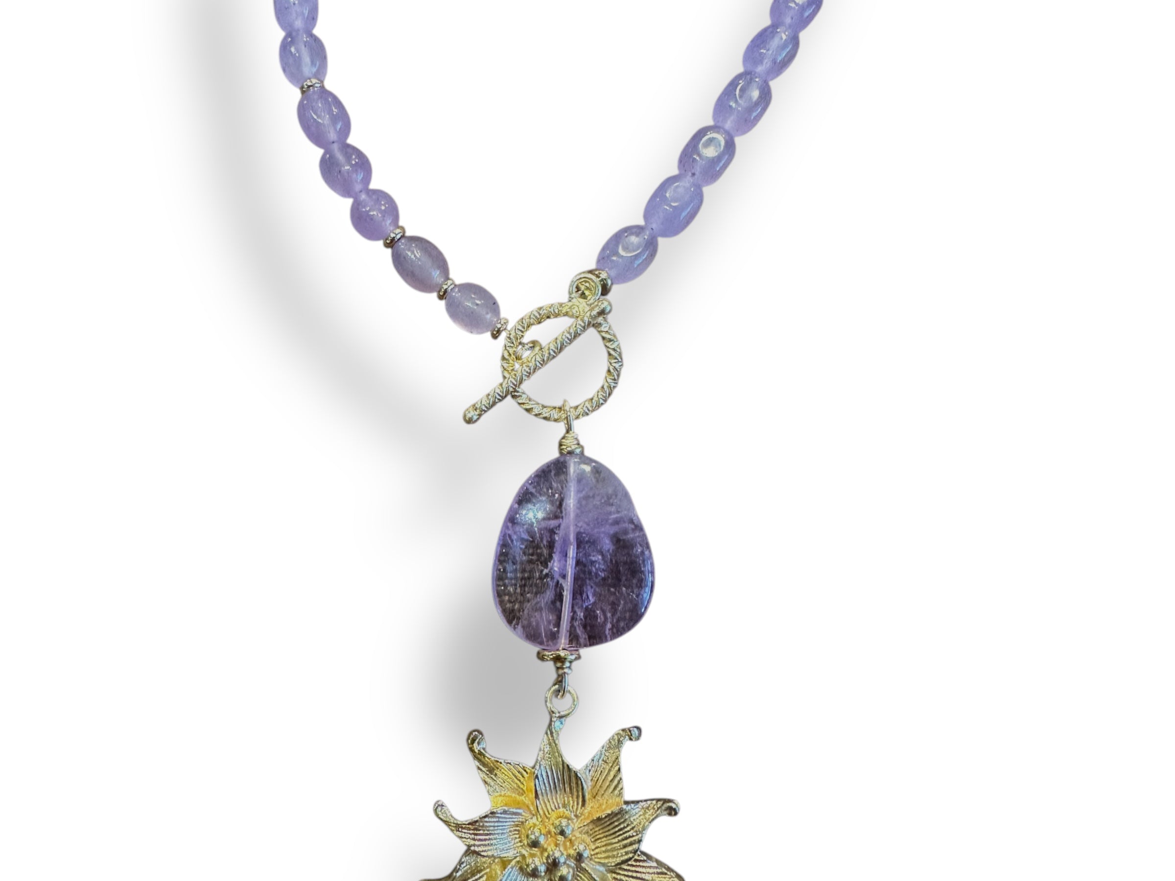 Peyton William Amethyst Necklace with Toggle and Flower Charm