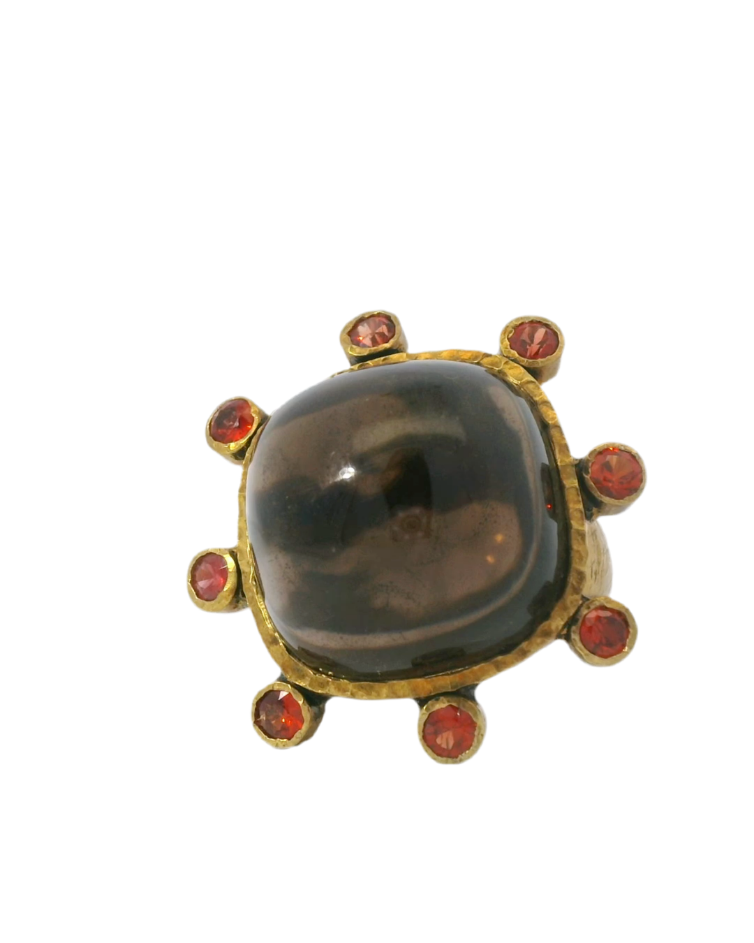 Smokey Quartz Orange Sapphire Vermeil Ring
