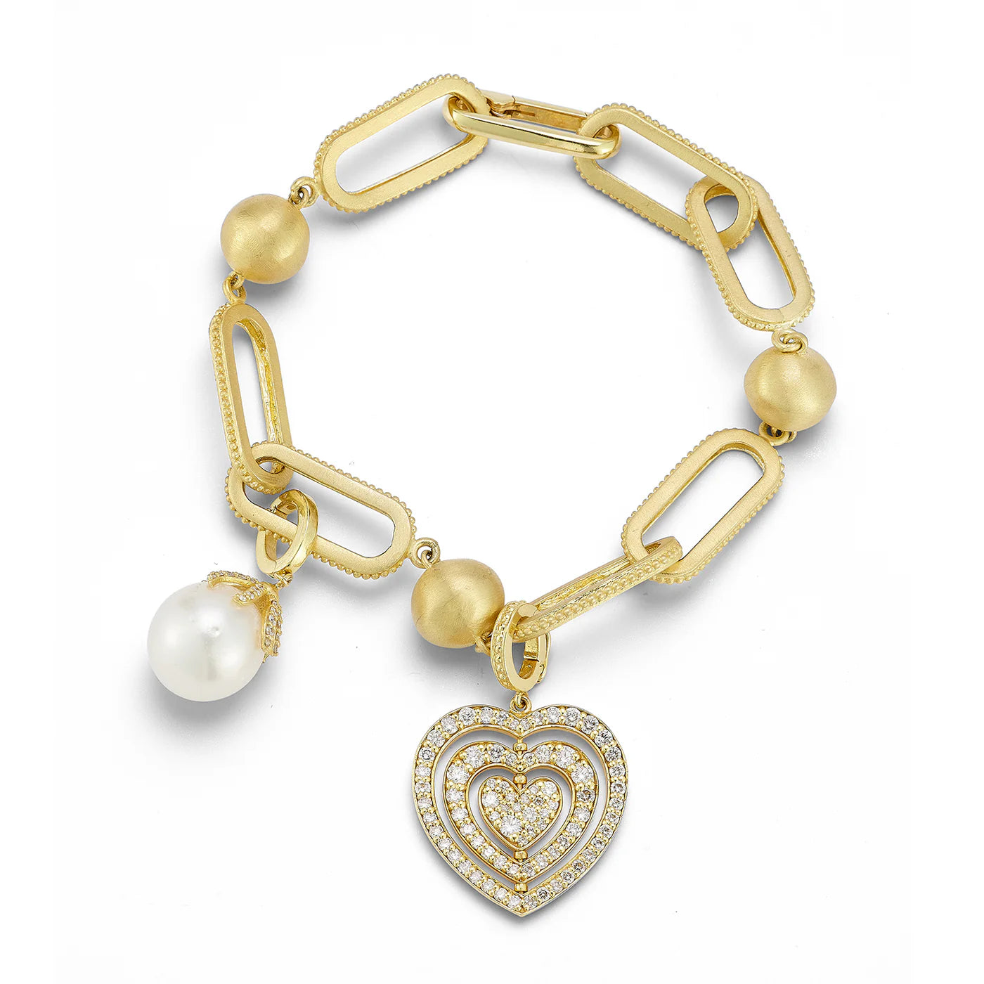 Tanya Farah Gold Ball & Rectangular Link Bracelet