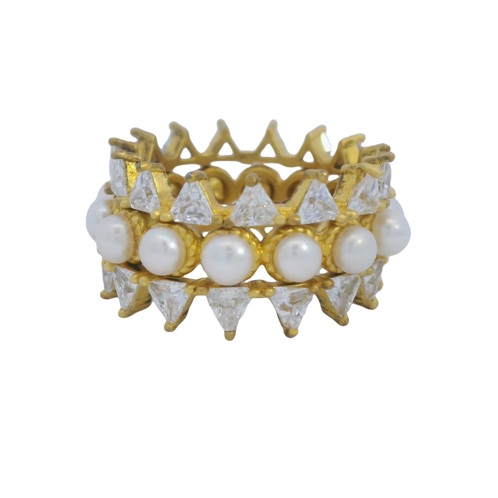 Gold and Pearl 3-Stack Ring