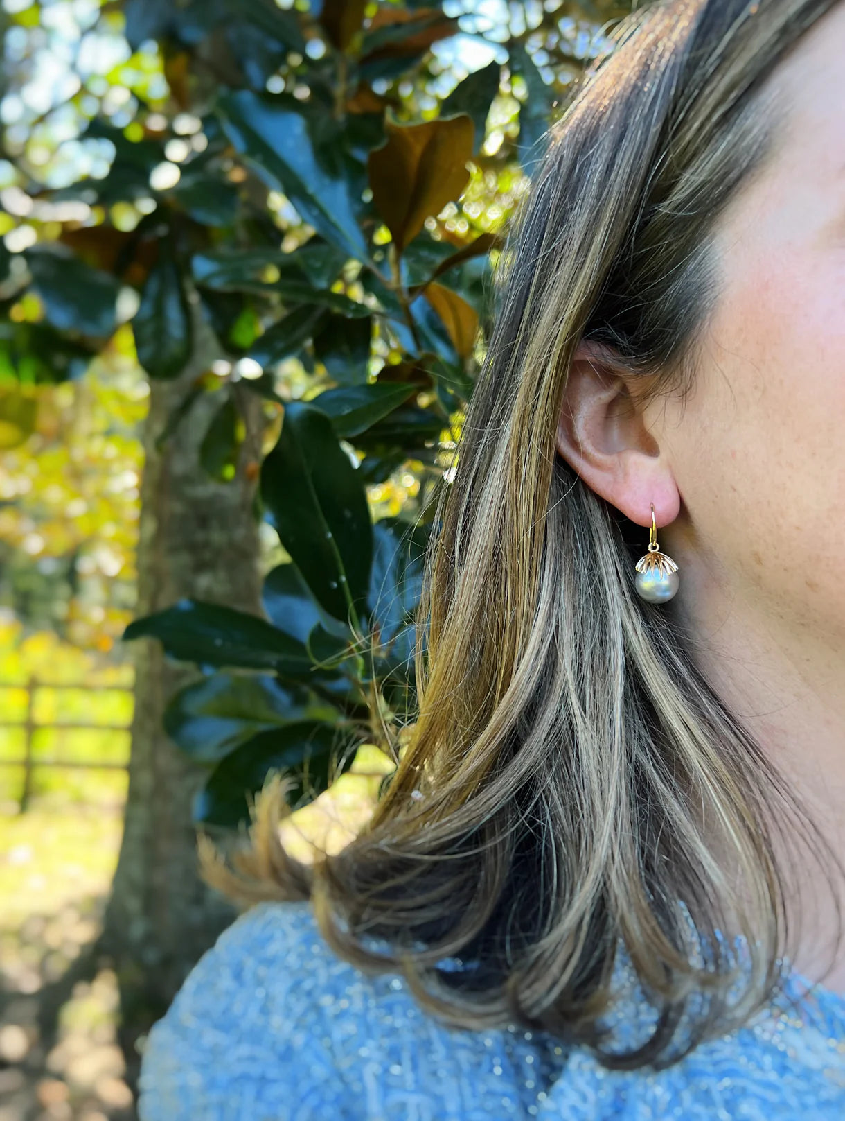 Goldbug Collection Pearl Palm Frond Drops