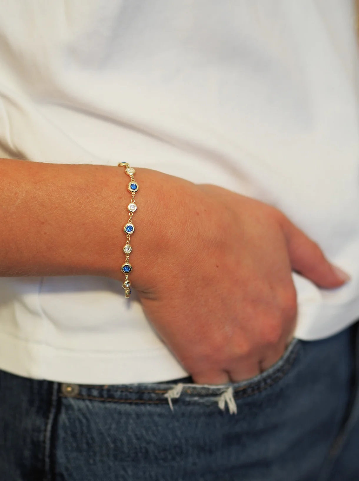 Goldbug Collection September Birthstone Bezel Bracelet