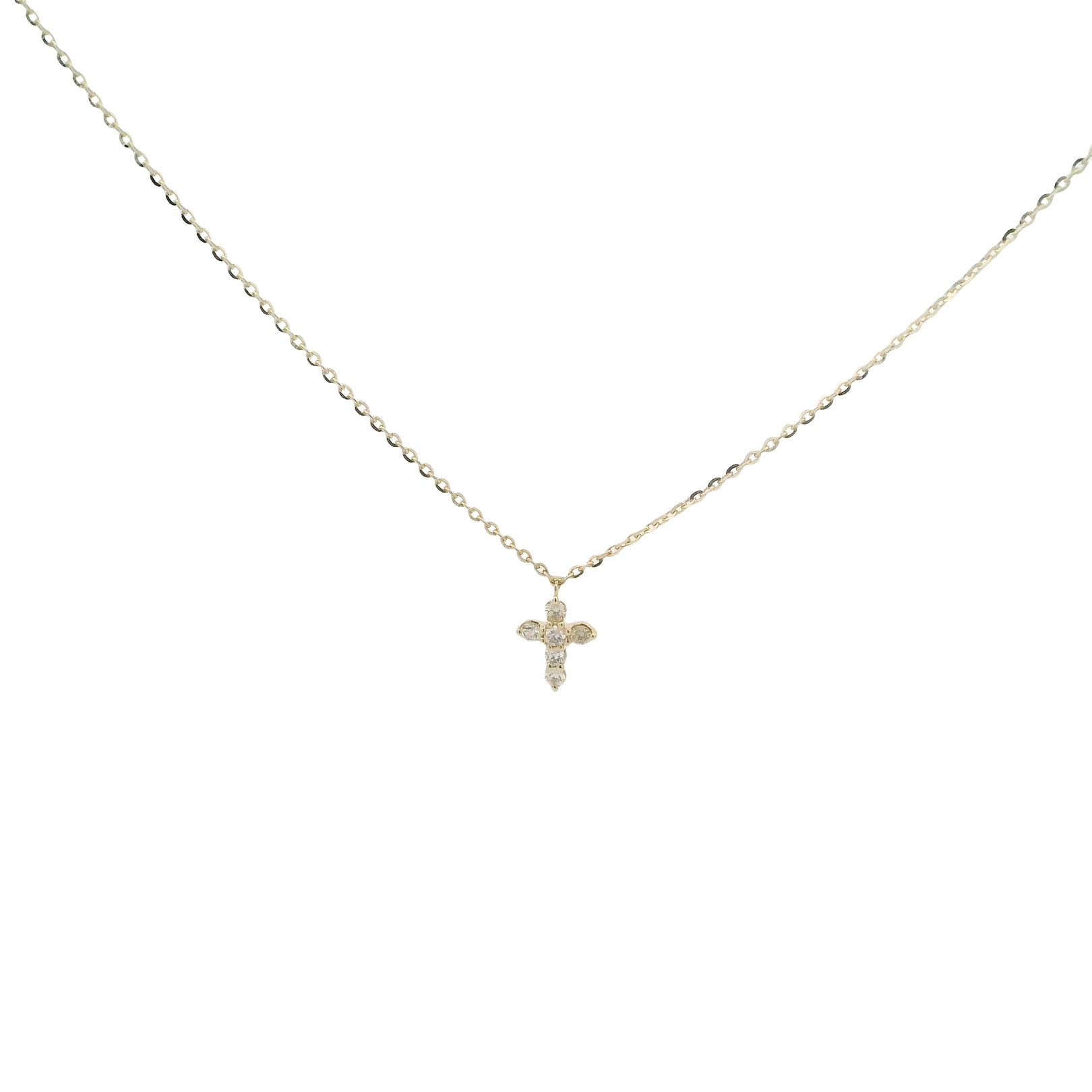 14kt Yellow Gold Diamond Cross Charm Necklace