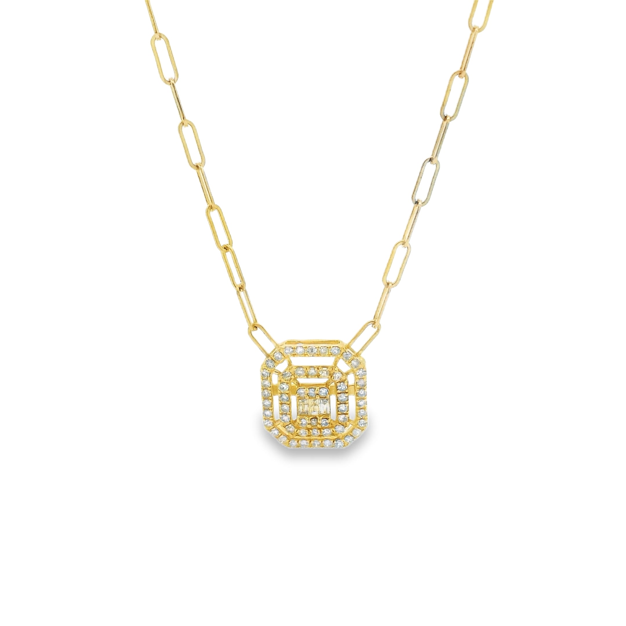Octagon Diamond Cluster Pendant Necklace
