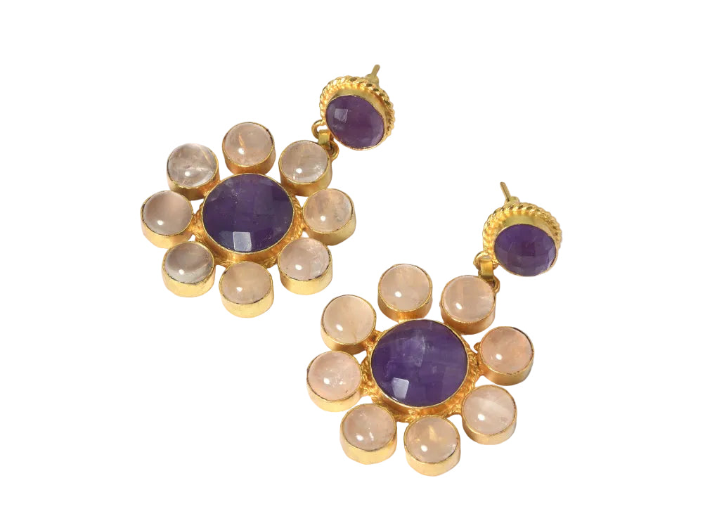 Wendy Perry Amethyst Rose Quartz Jardin Earrings