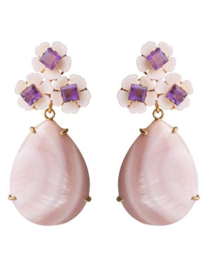 Julie Ryan Amethyst Pink Topaz and Mother of Pearls Earrings