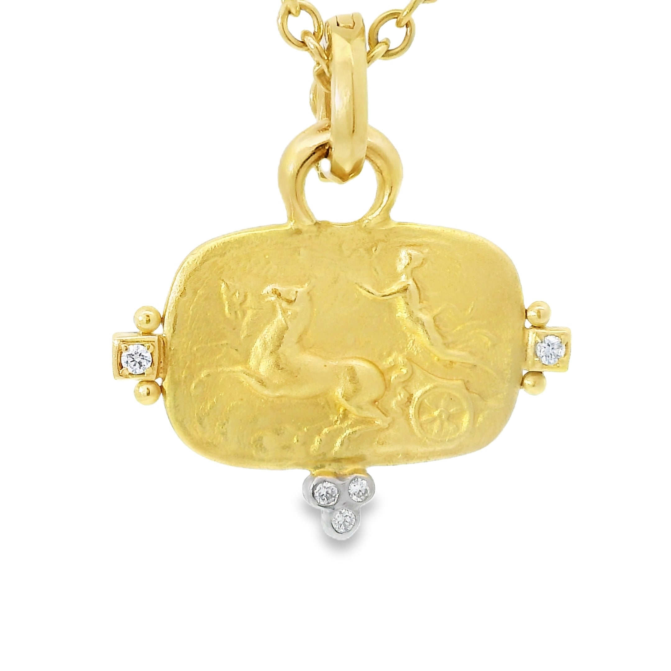 Mazza Yellow Gold with Diamonds Greek Methology Pendant